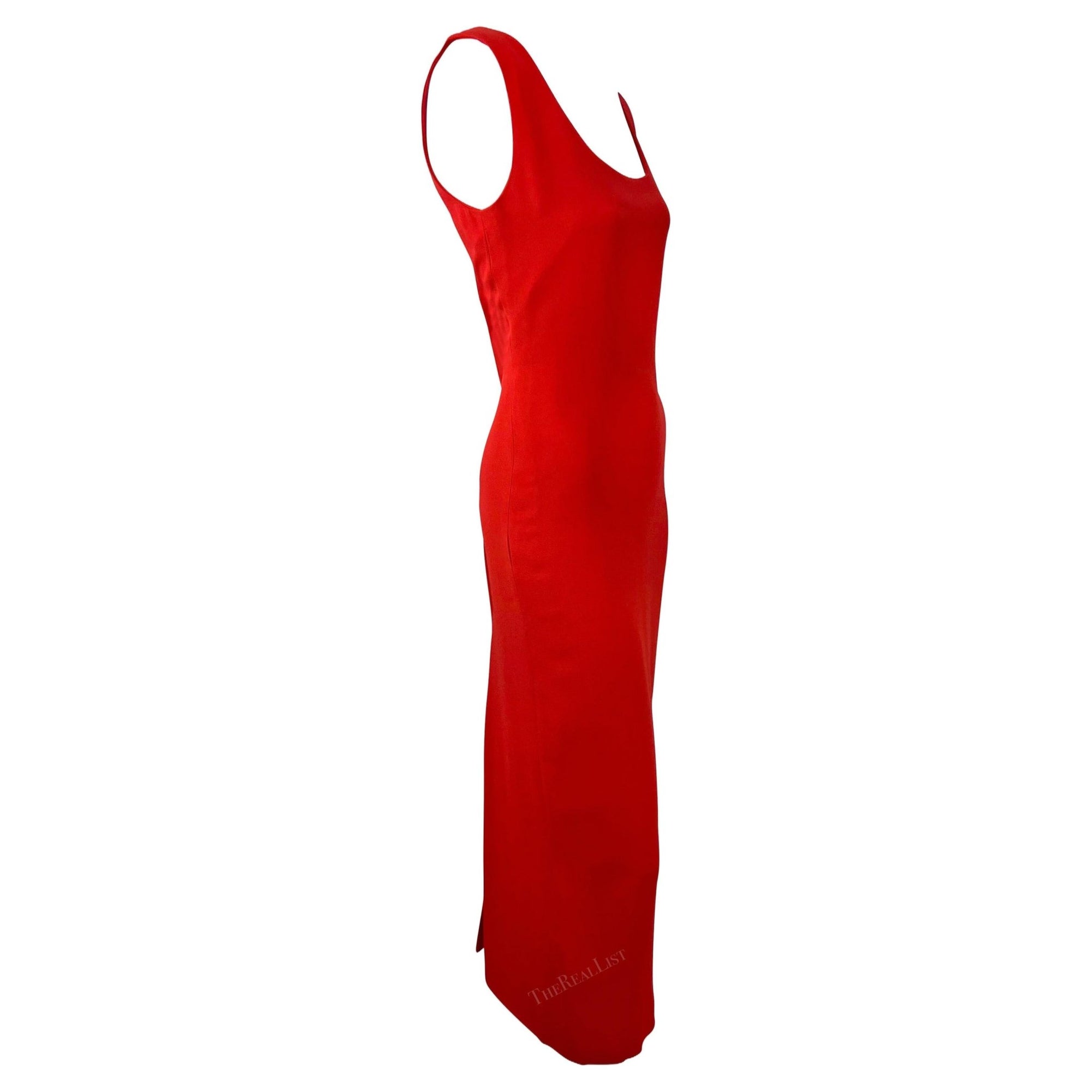 S/S 1993 Gianni Versace Runway Ad Red Plunging Back Sleeveless Dress - RealList