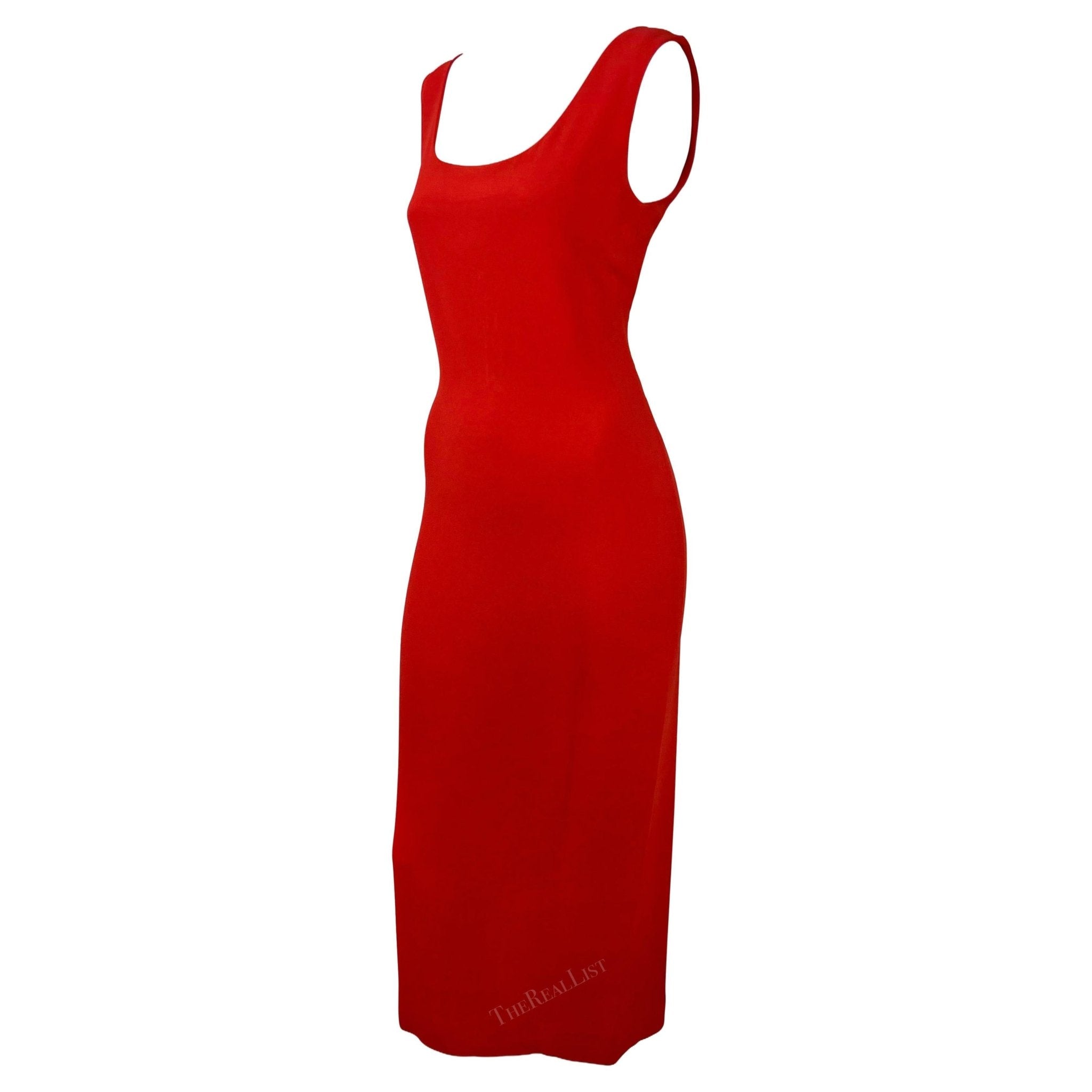 S/S 1993 Gianni Versace Runway Ad Red Plunging Back Sleeveless Dress - RealList