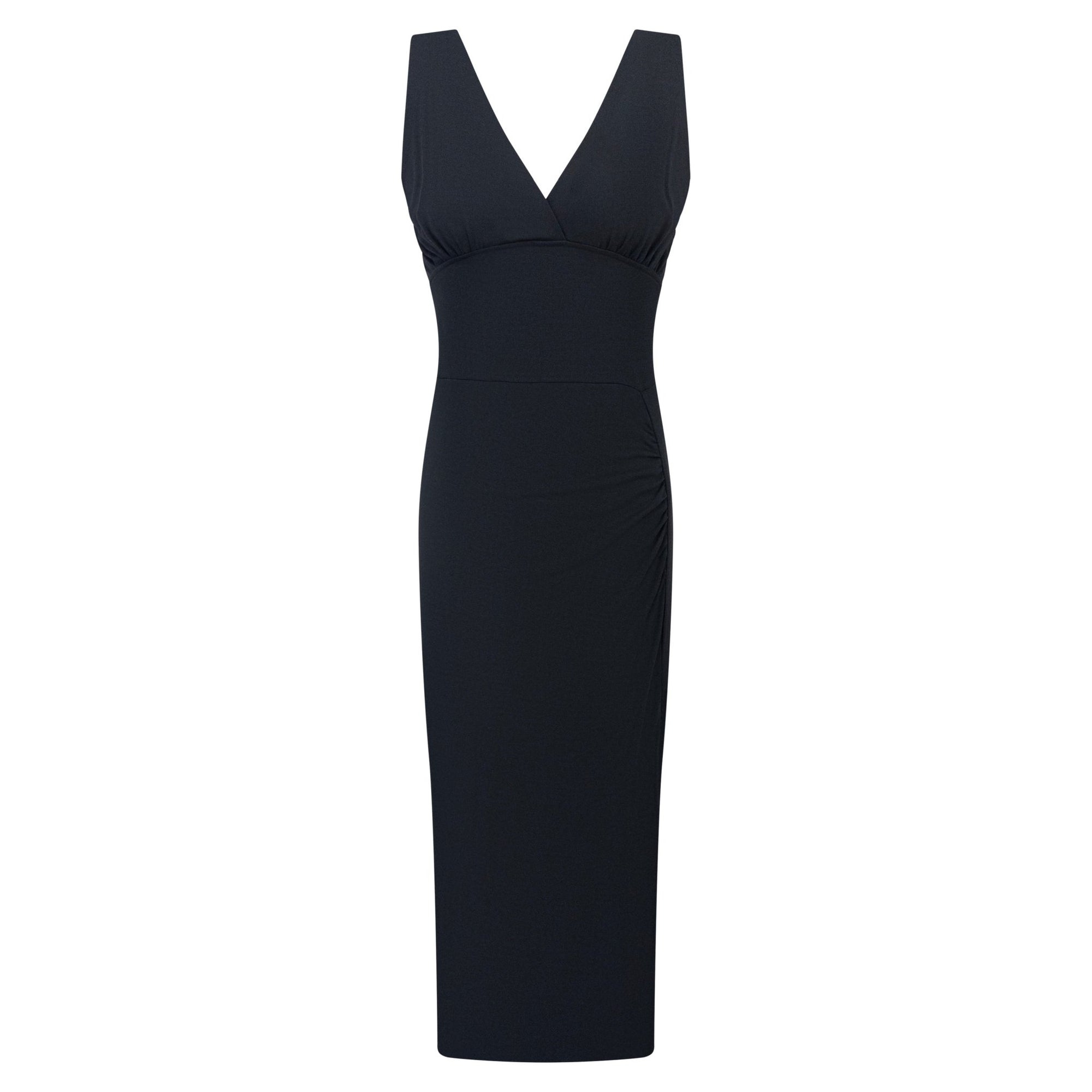 S/S 1993 Norma Kamali Black V - Neck Semi - Sheer Bodycon Sleeveless Maxi Dress - RealList