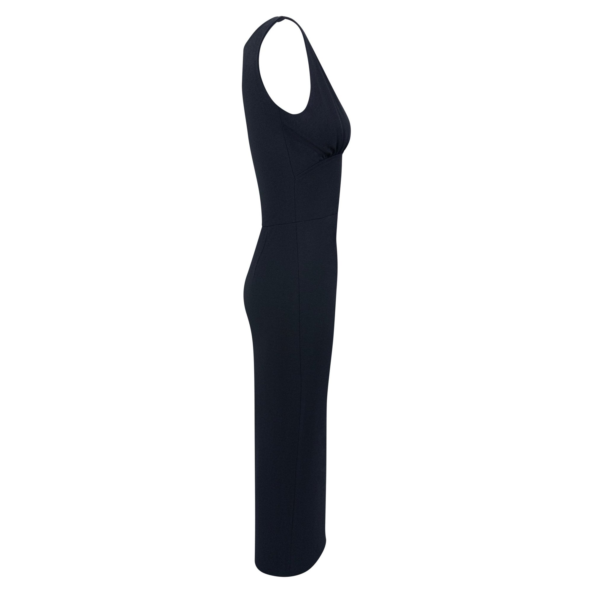S/S 1993 Norma Kamali Black V - Neck Semi - Sheer Bodycon Sleeveless Maxi Dress - RealList