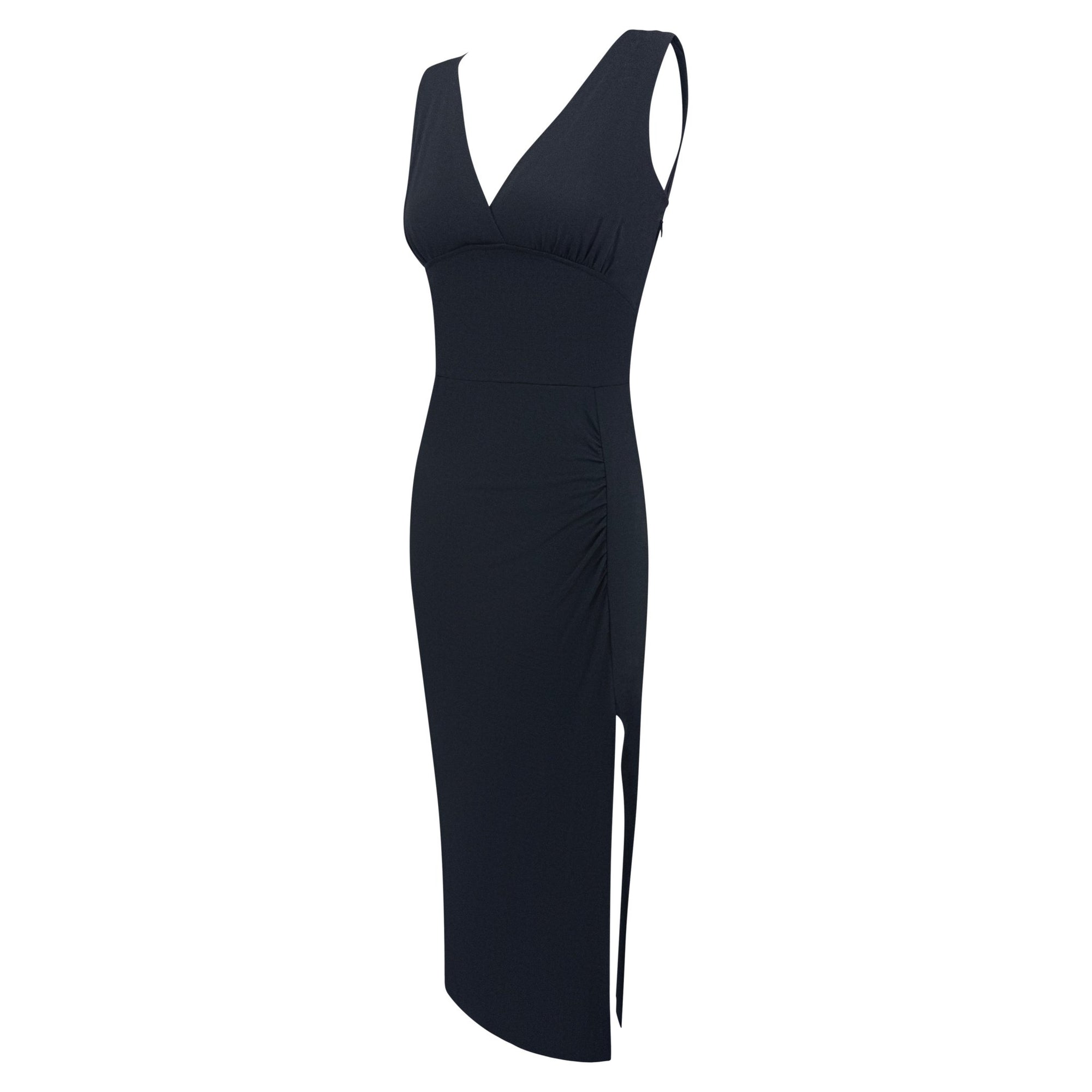 S/S 1993 Norma Kamali Black V - Neck Semi - Sheer Bodycon Sleeveless Maxi Dress - RealList