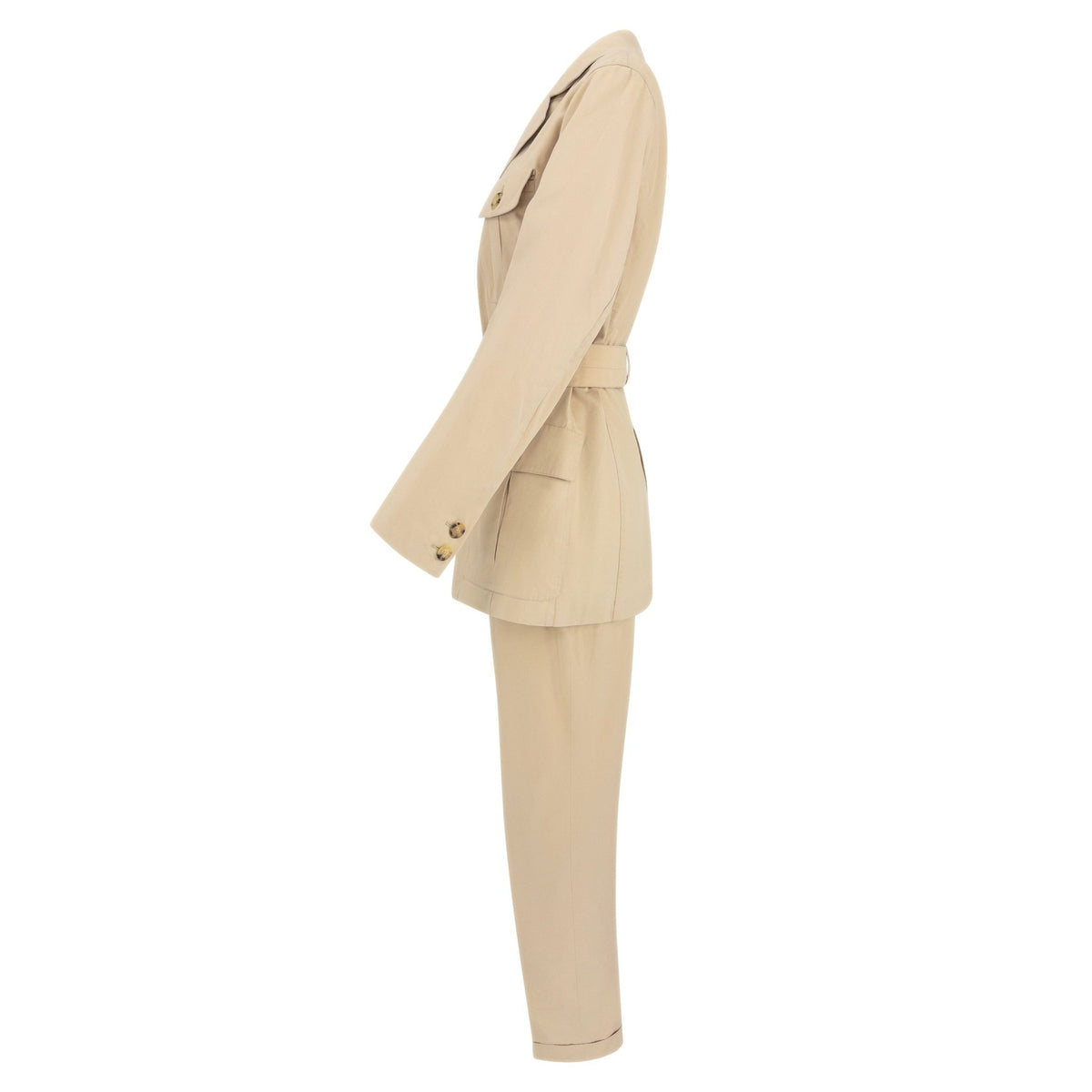S/S 1993 Prada Runway Khaki Beige Cargo Belted Pantsuit - RealList
