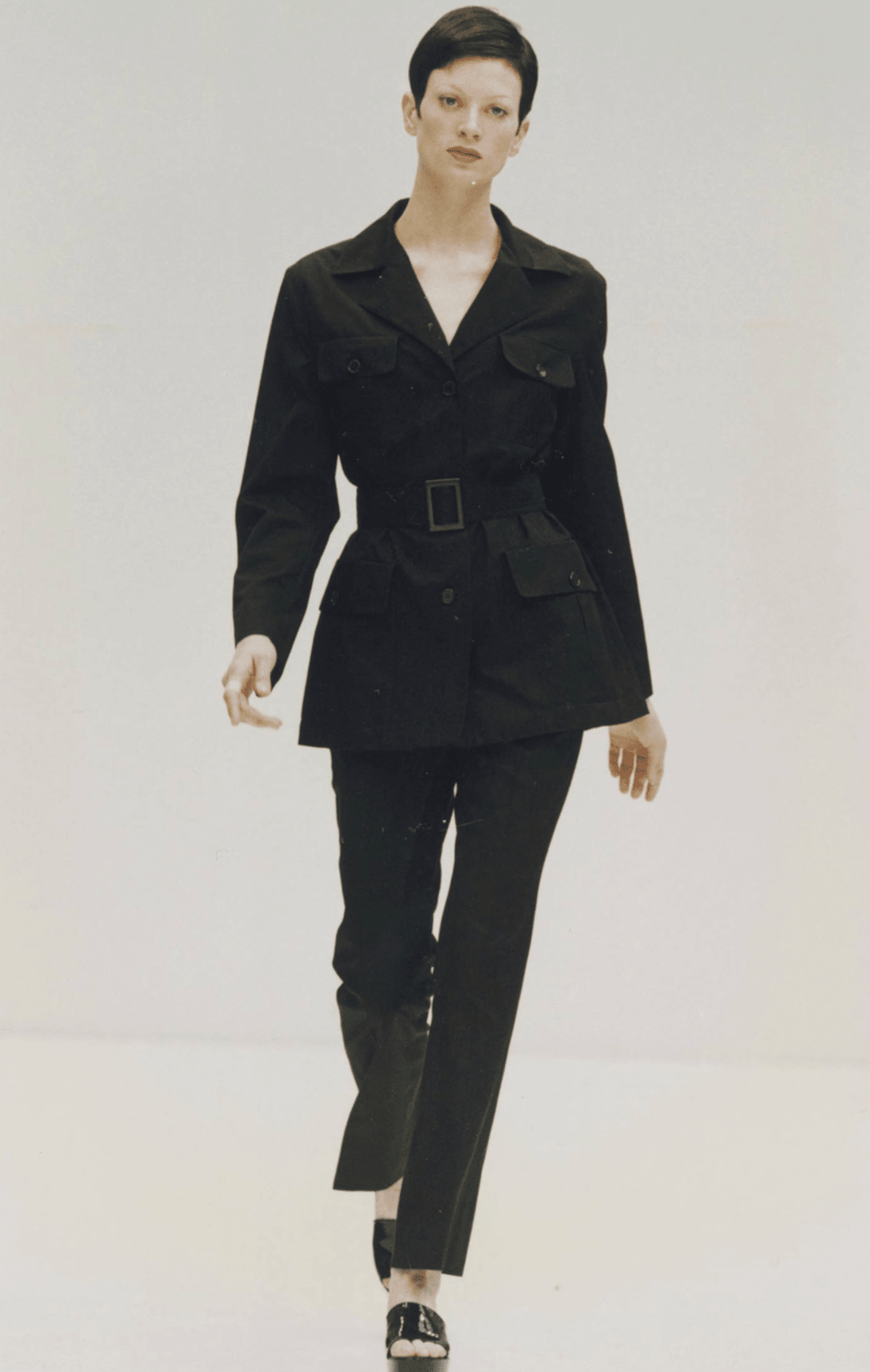 S/S 1993 Prada Runway Khaki Beige Cargo Belted Pantsuit - RealList