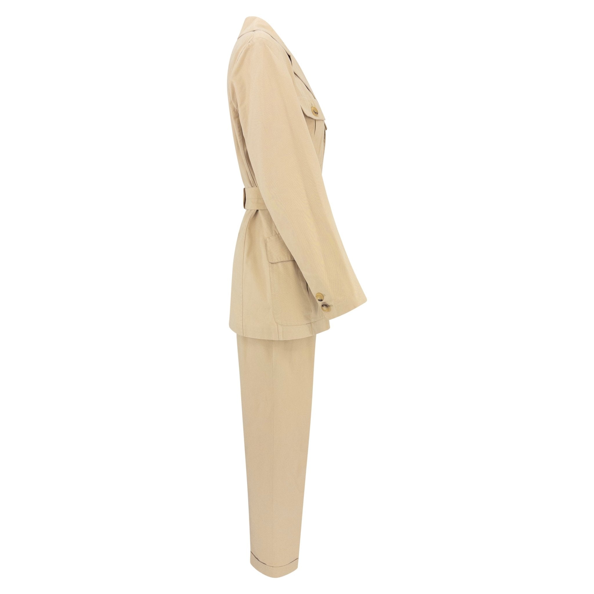 S/S 1993 Prada Runway Khaki Beige Cargo Belted Pantsuit - RealList