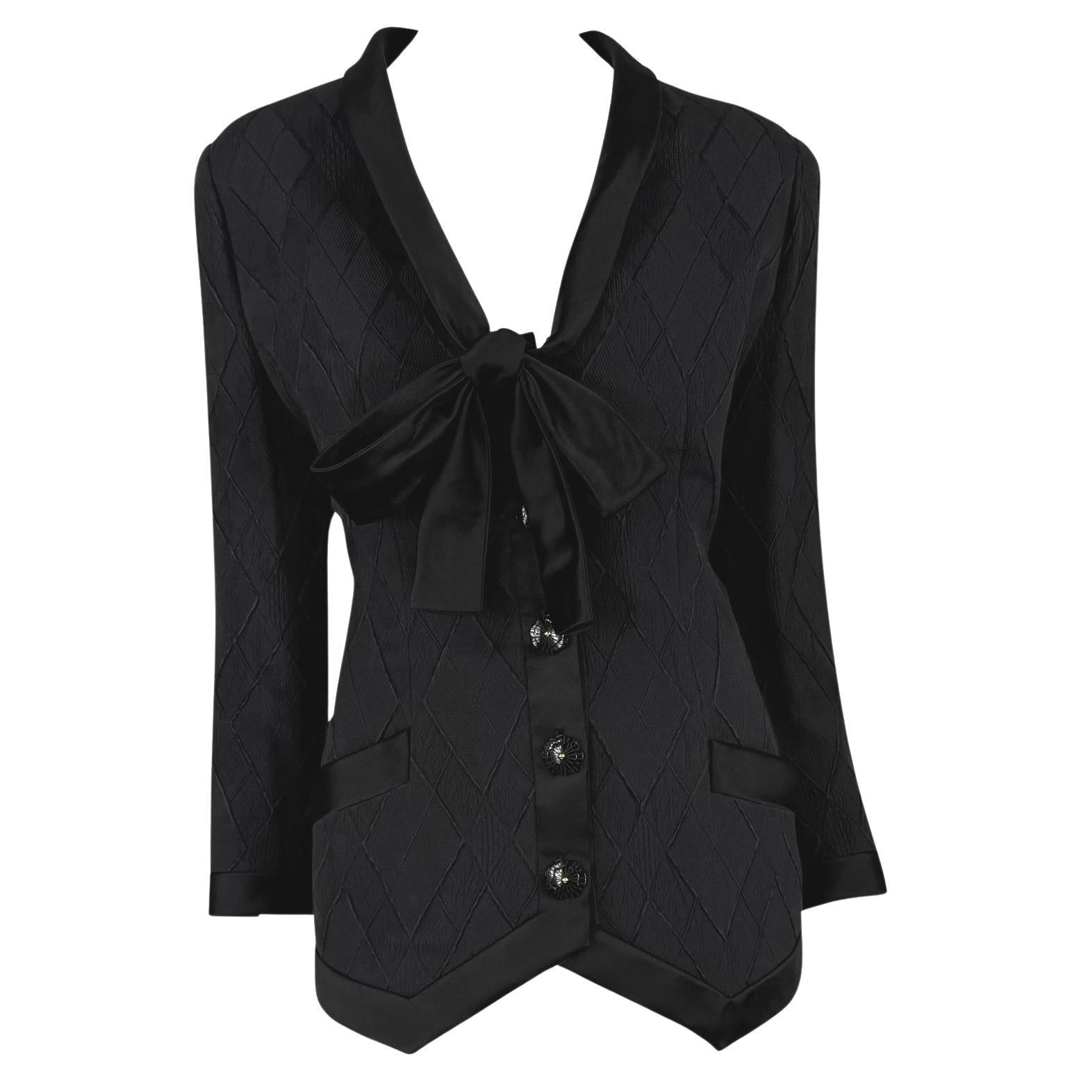 S/S 1993 Valentino Haute Couture Runway Diamond Textured Blazer Jacket - RealList