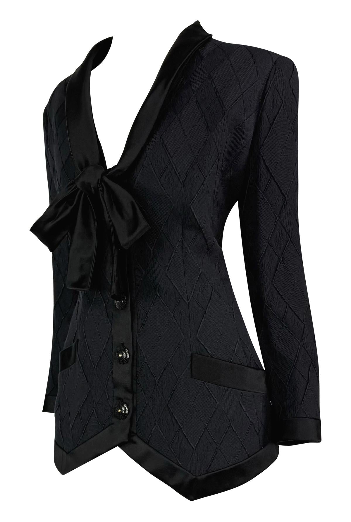 S/S 1993 Valentino Haute Couture Runway Diamond Textured Blazer Jacket - RealList