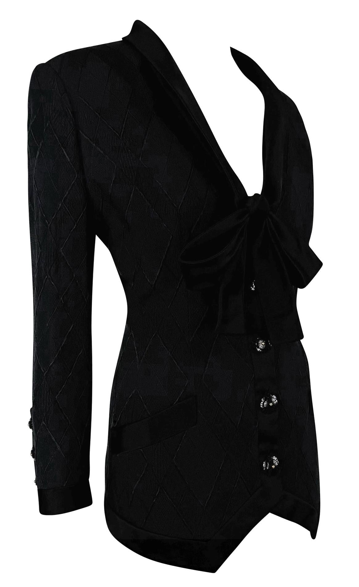 S/S 1993 Valentino Haute Couture Runway Diamond Textured Blazer Jacket - RealList