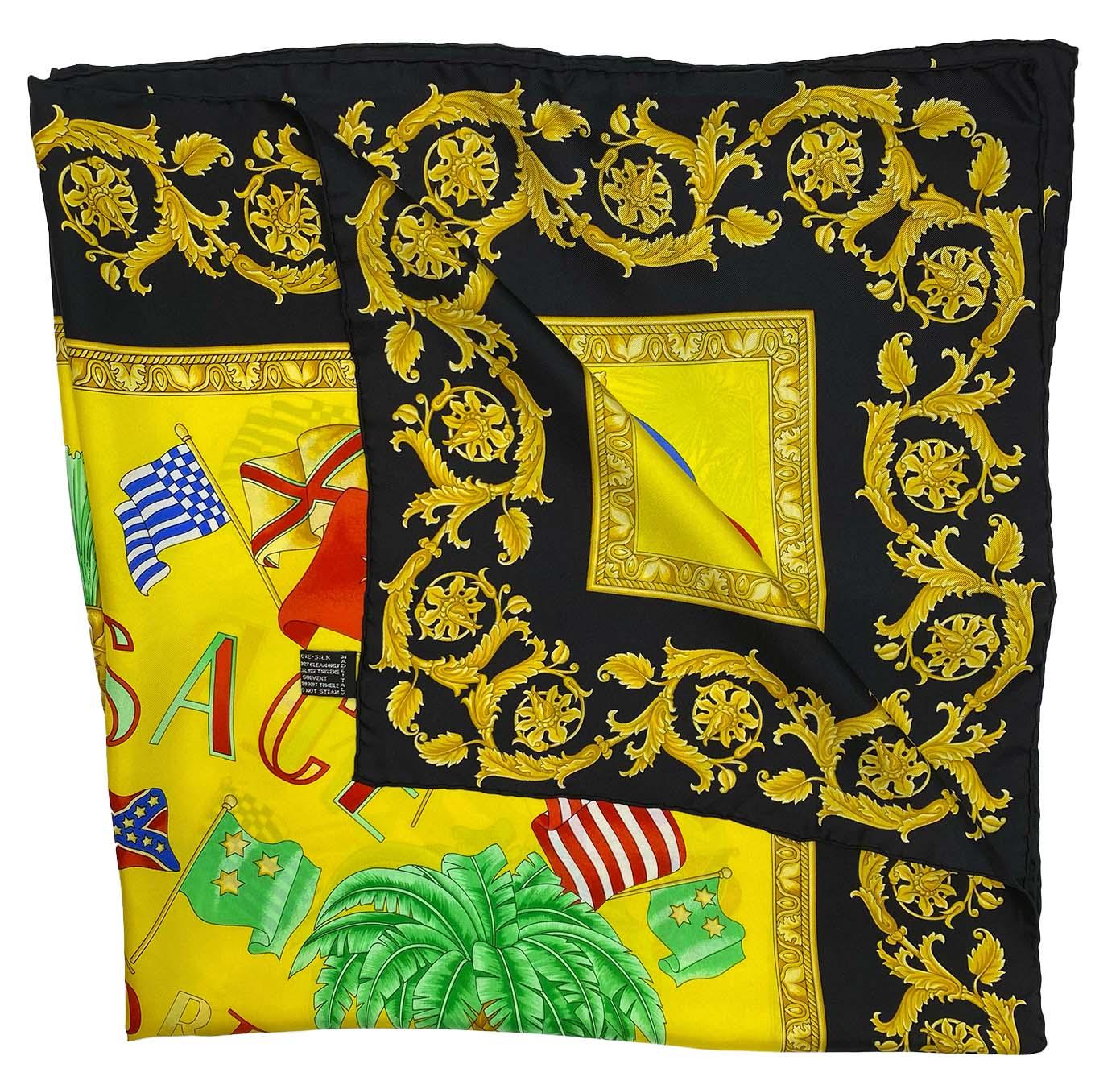 S/S 1993 Versace Sport by Gianni Miami Print Silk Square Scarf - RealList