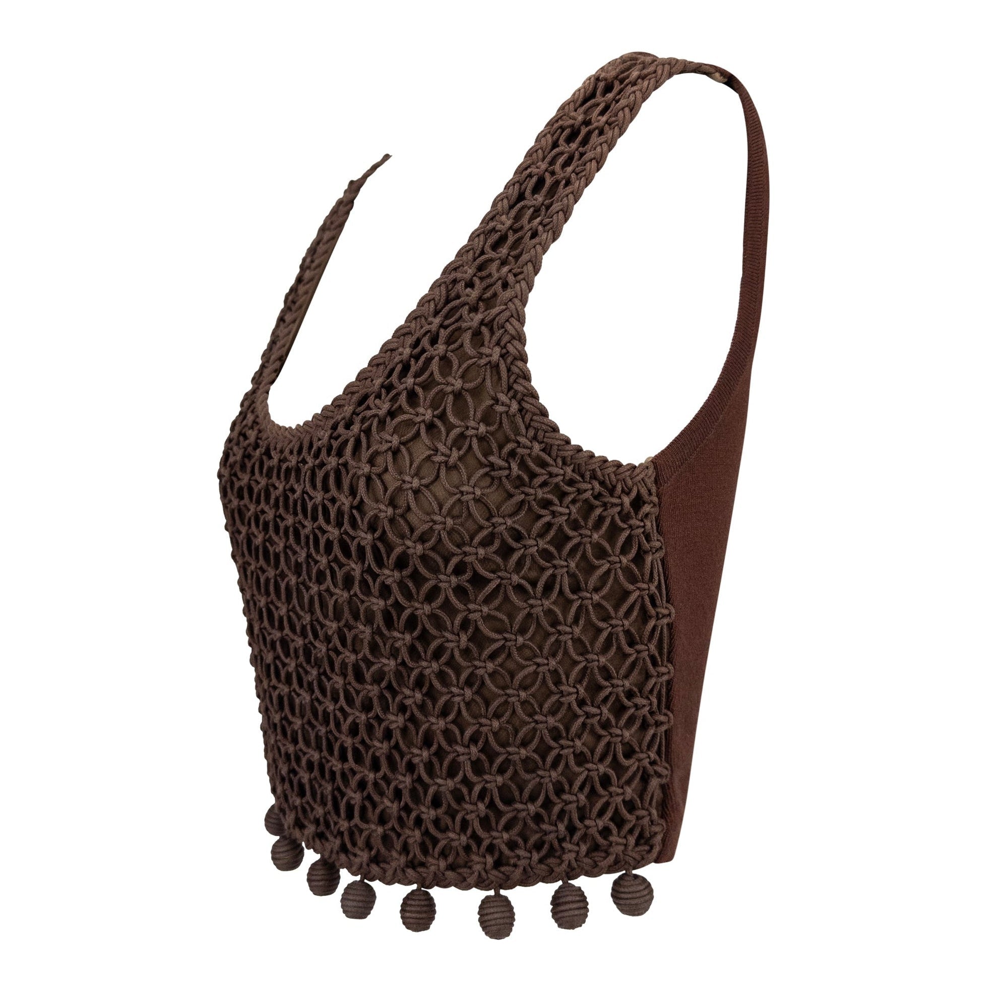 S/S 1994 Christian Dior by Gianfranco Ferré Runway Brown Waxed Cord Crop Top Vest - RealList
