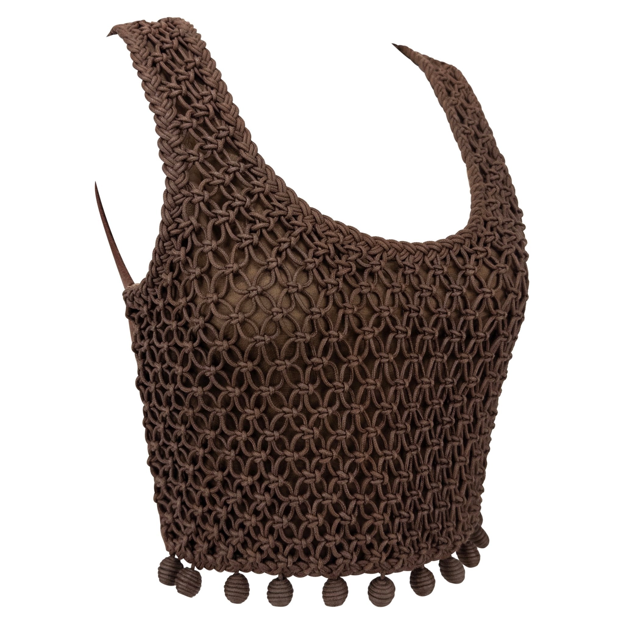 S/S 1994 Christian Dior by Gianfranco Ferré Runway Brown Waxed Cord Crop Top Vest - RealList