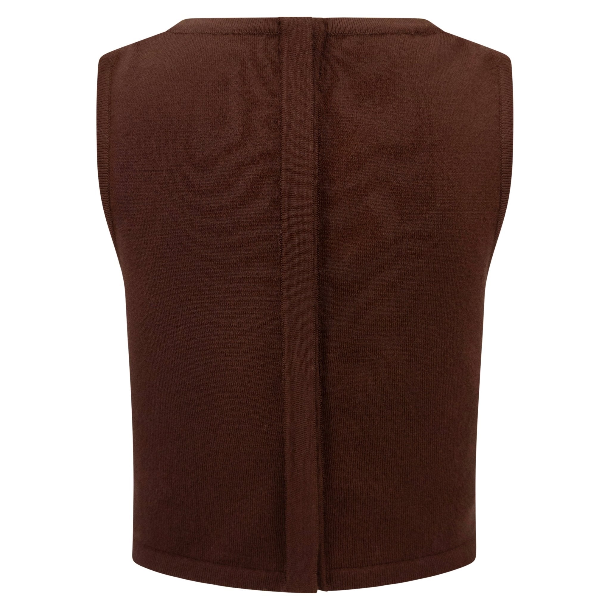 S/S 1994 Christian Dior by Gianfranco Ferré Runway Brown Waxed Cord Crop Top Vest - RealList