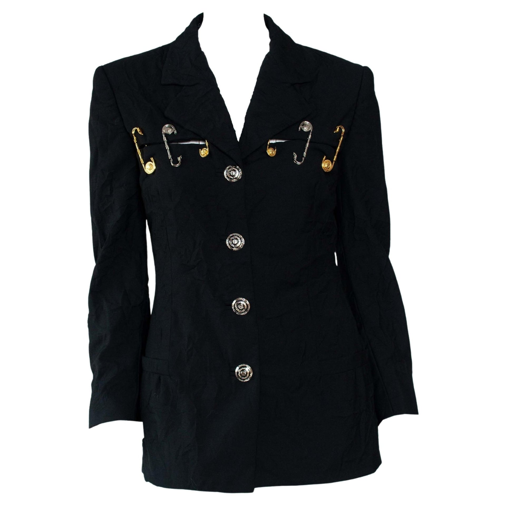 S/S 1994 Gianni Versace Couture Medusa Safety Pin Blazer Runway - RealList