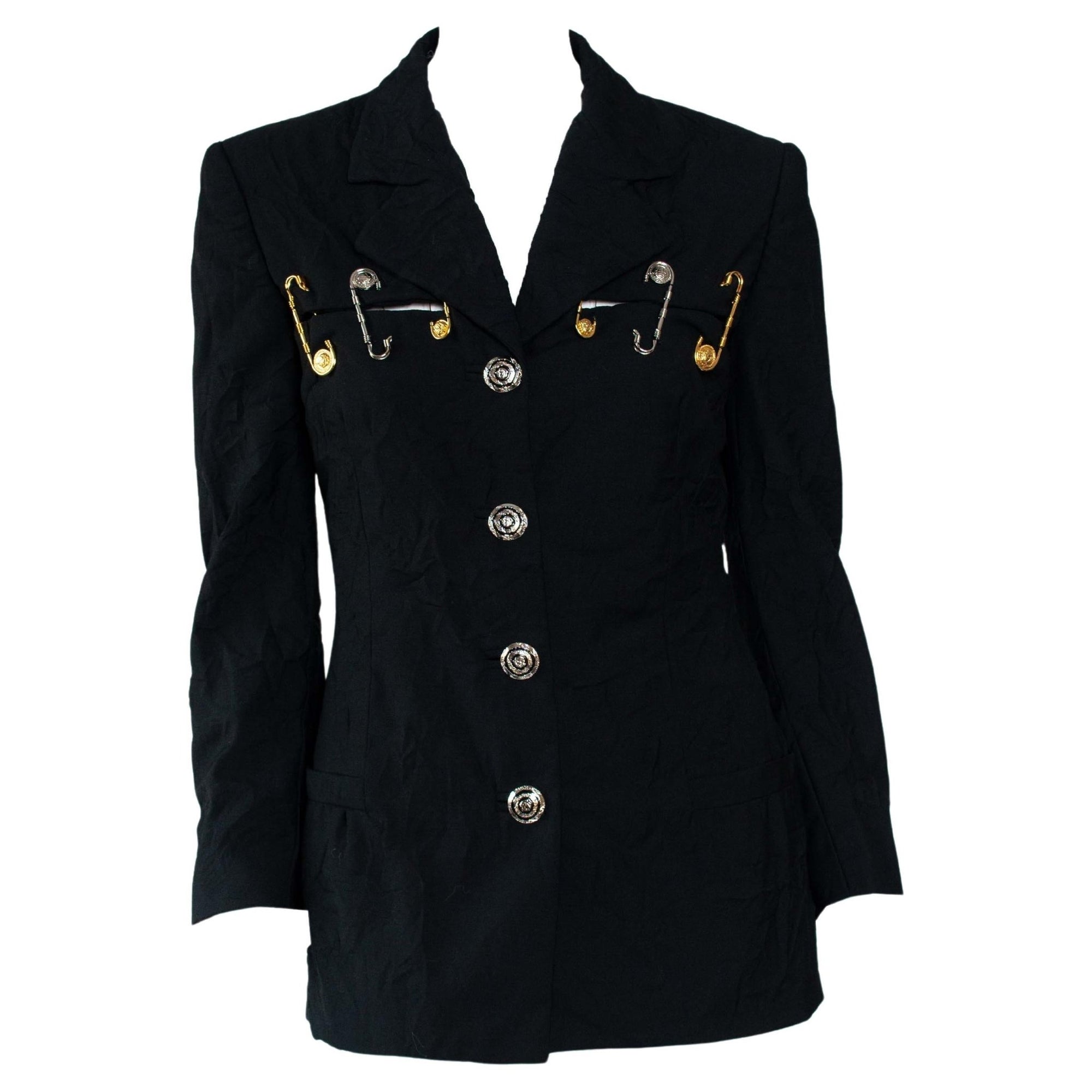 S/S 1994 Gianni Versace Couture Medusa Safety Pin Blazer Runway - RealList