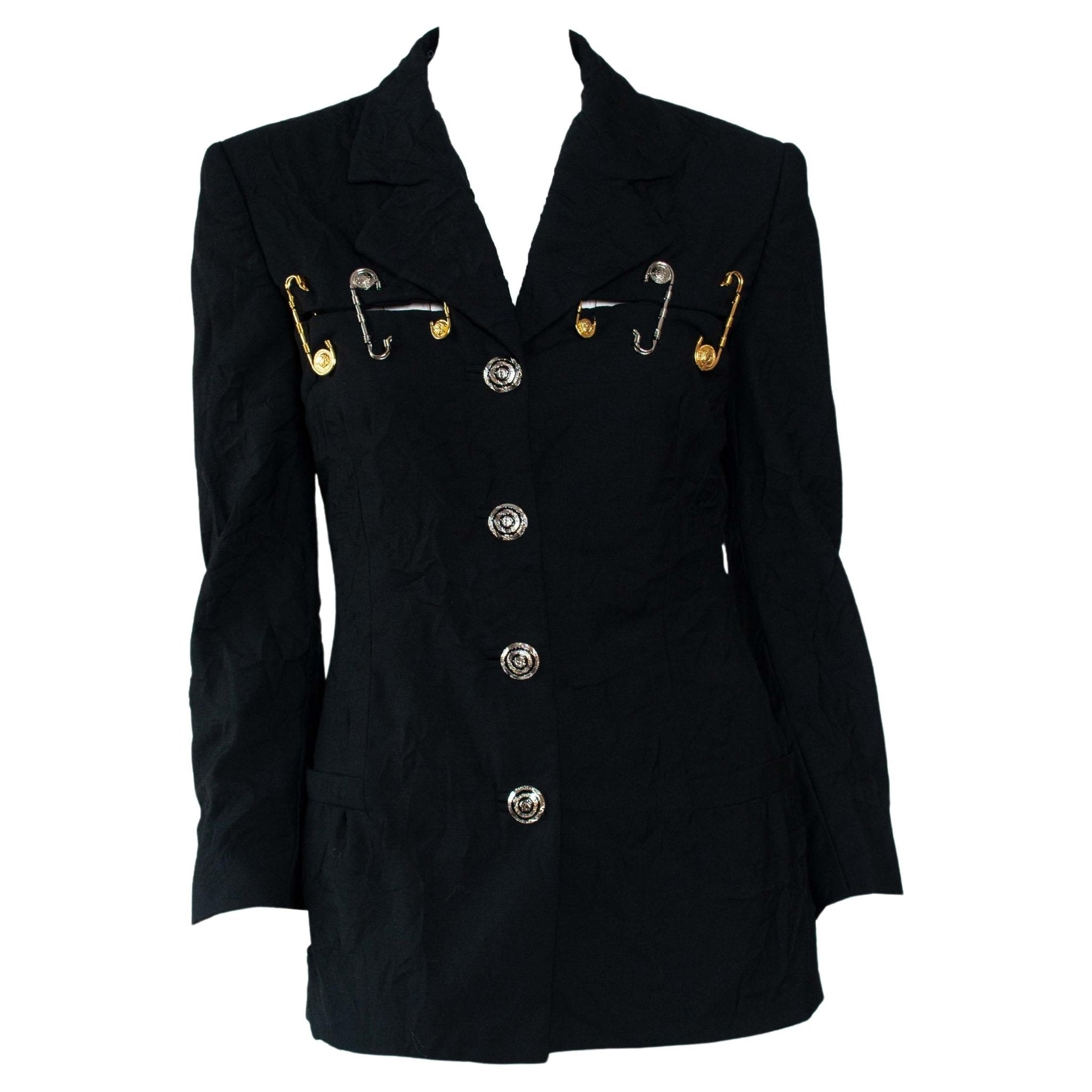 S/S 1994 Gianni Versace Couture Medusa Safety Pin Blazer Runway - RealList