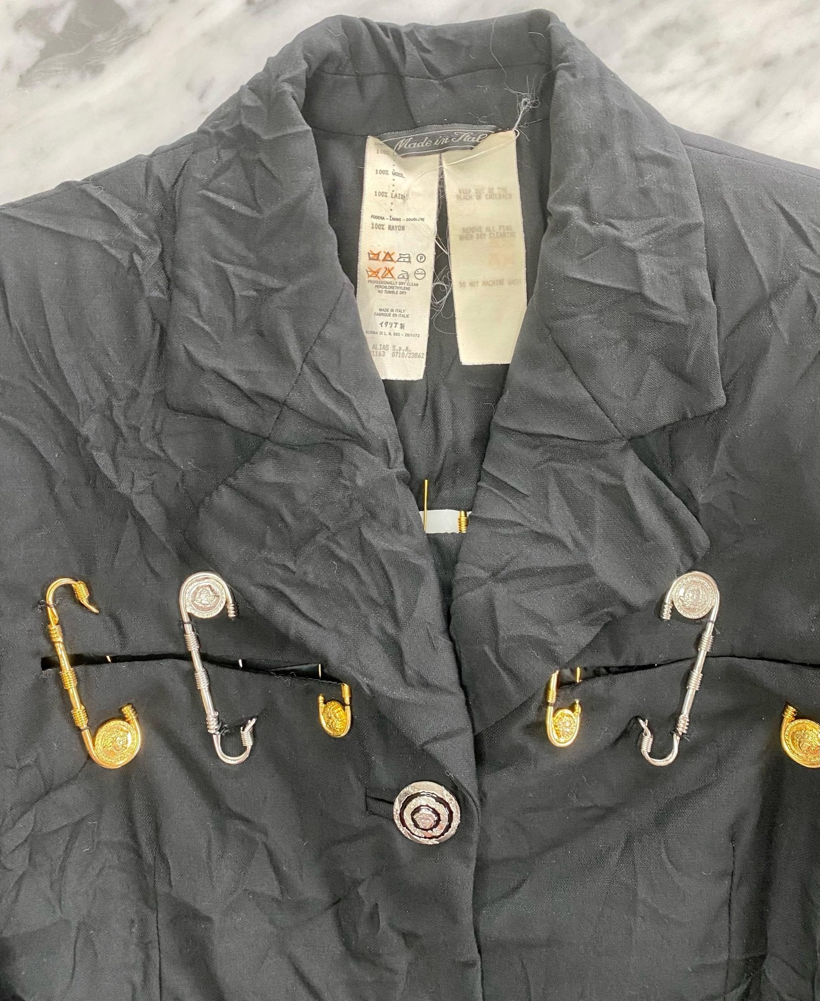 S/S 1994 Gianni Versace Couture Medusa Safety Pin Blazer Runway - RealList