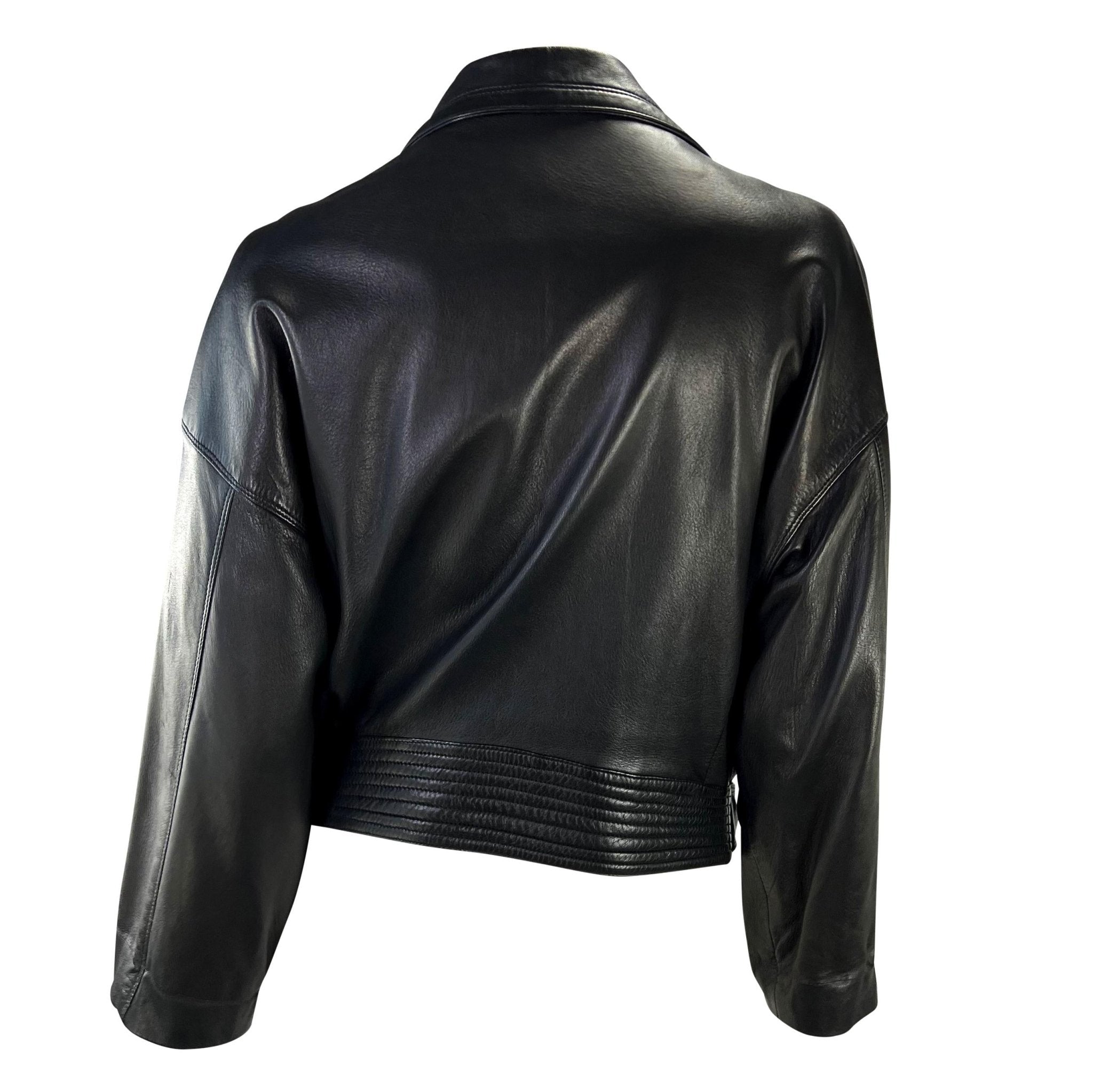 S/S 1994 Gianni Versace Medusa Safety Pin Leather Belted Moto Jacket - RealList