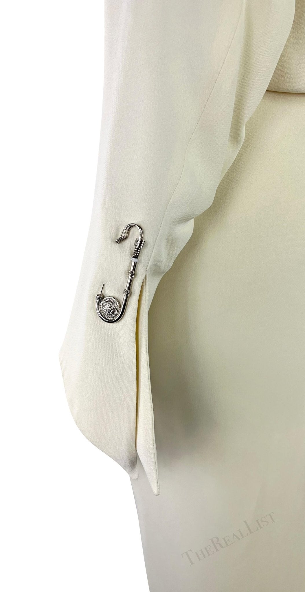 S/S 1994 Gianni Versace Off - White Medusa Safety Pin Cropped Jacket Dress Set - RealList