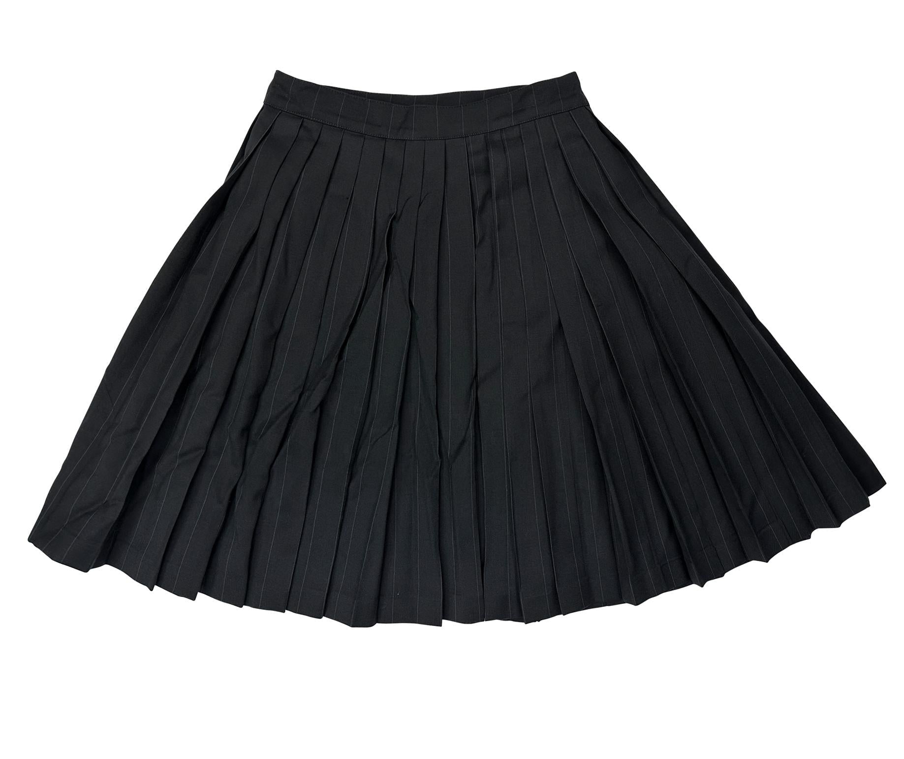 S/S 1994 Gianni Versace Runway Ad Pinstripe Medusa Wrap Pleated Mini Skirt - RealList