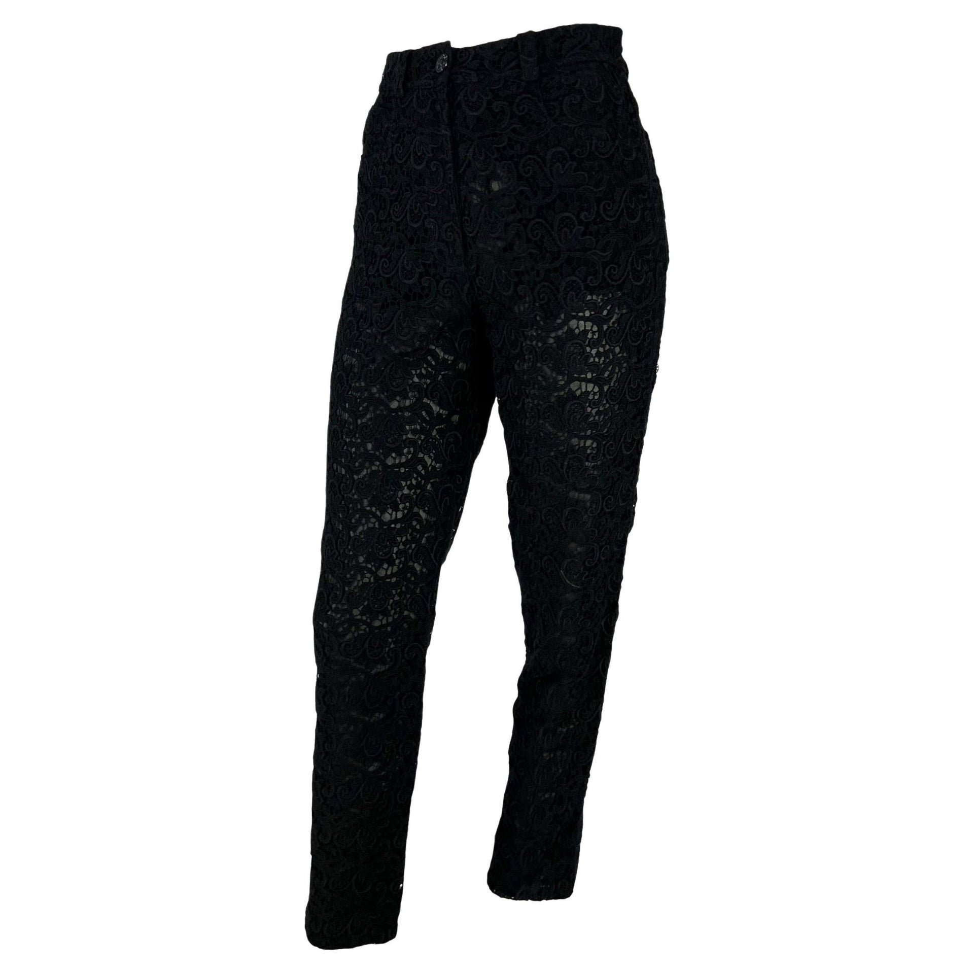 S/S 1994 Gianni Versace Sheer Black Lace Jeans Pants - RealList