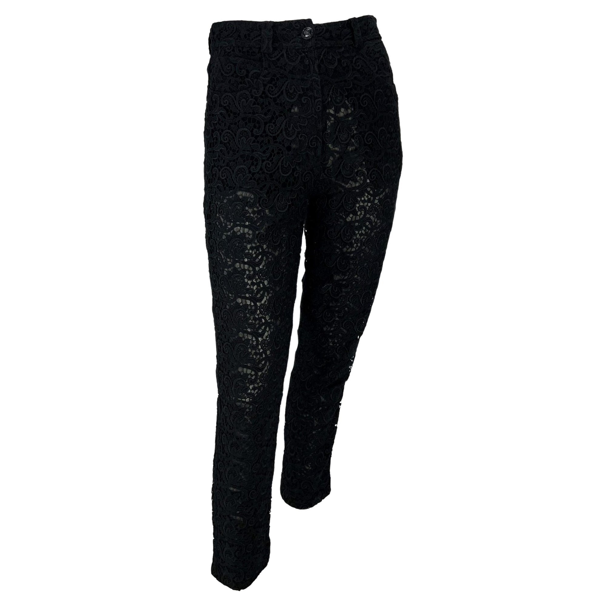 S/S 1994 Gianni Versace Sheer Black Lace Jeans Pants - RealList