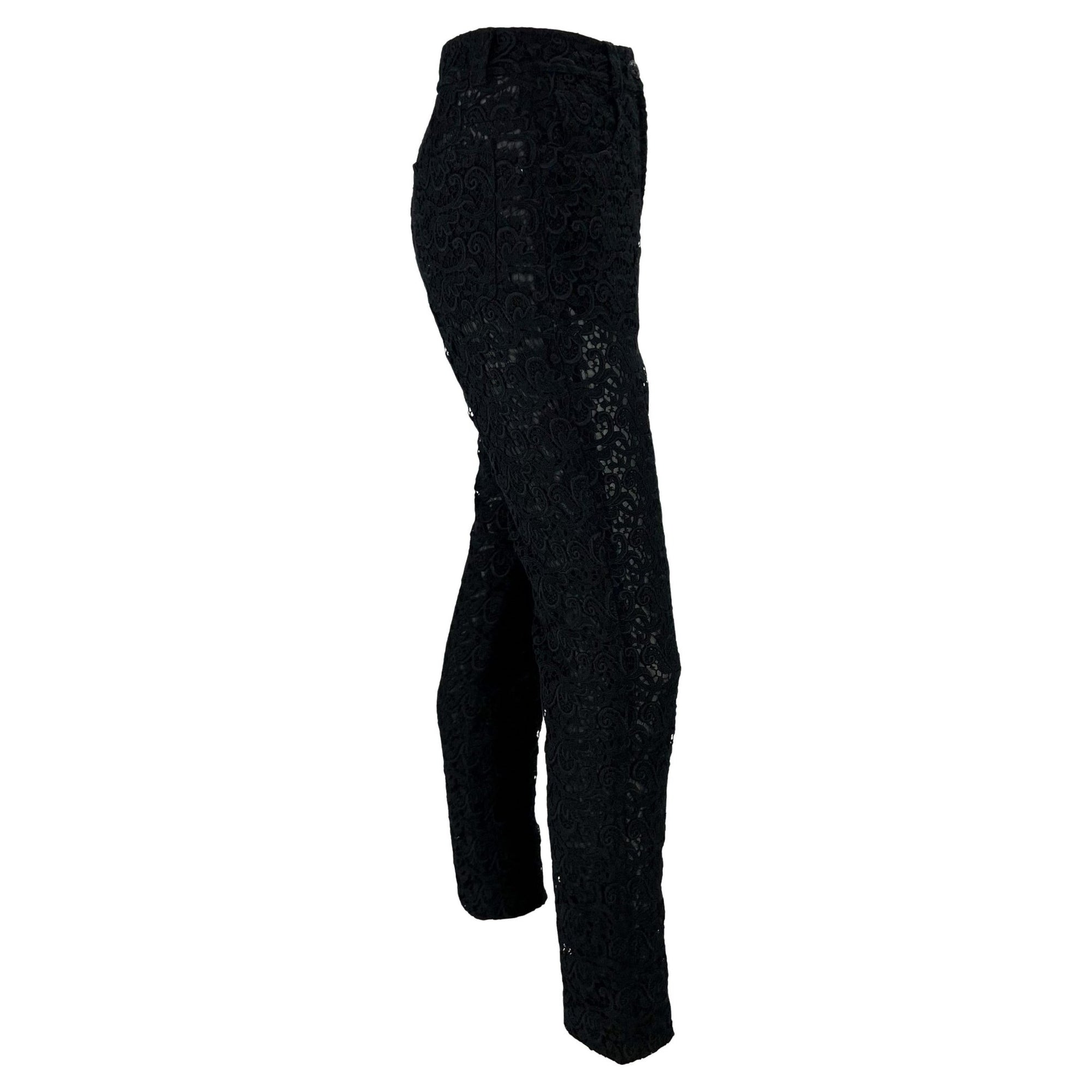 S/S 1994 Gianni Versace Sheer Black Lace Jeans Pants - RealList