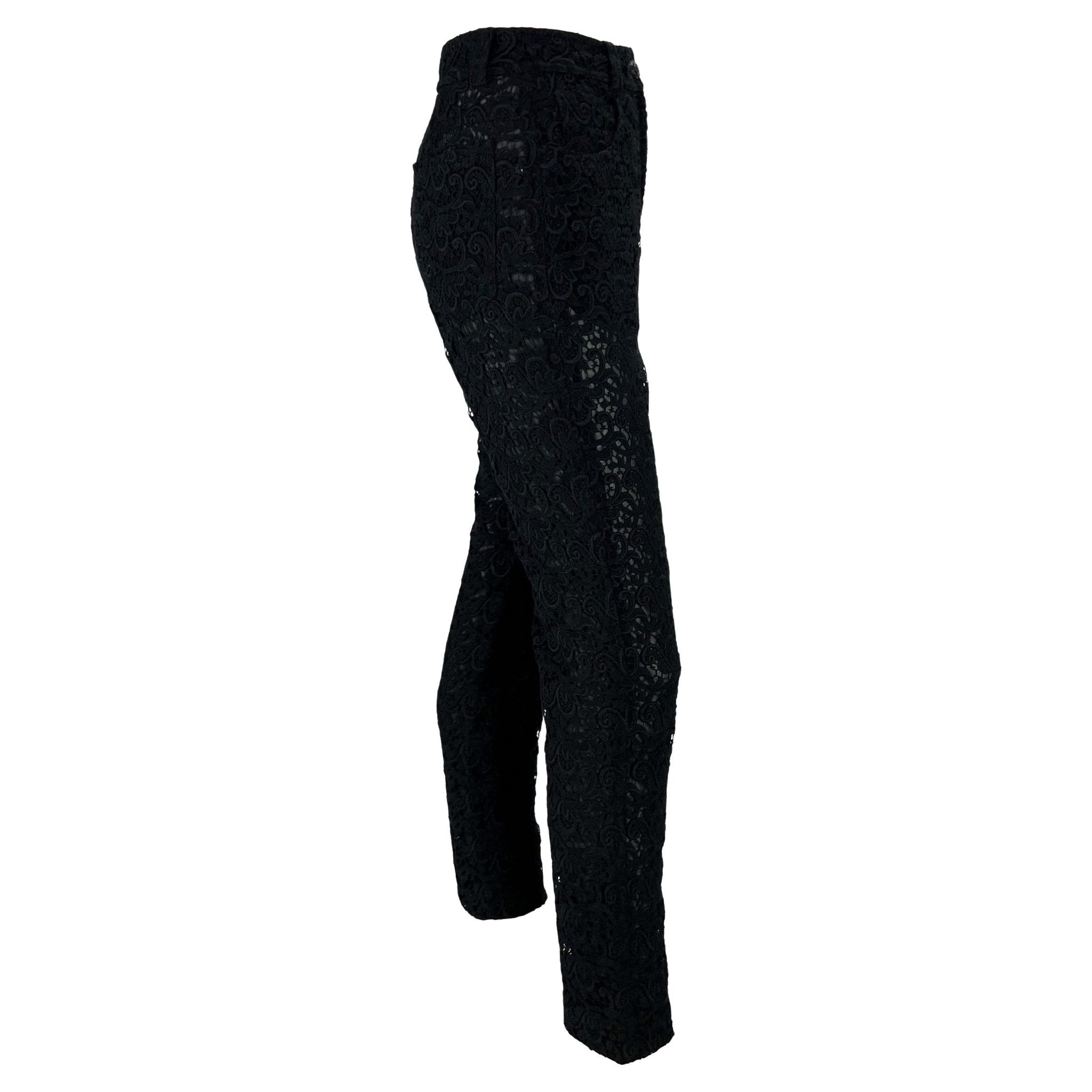 S/S 1994 Gianni Versace Sheer Black Lace Jeans Pants - RealList