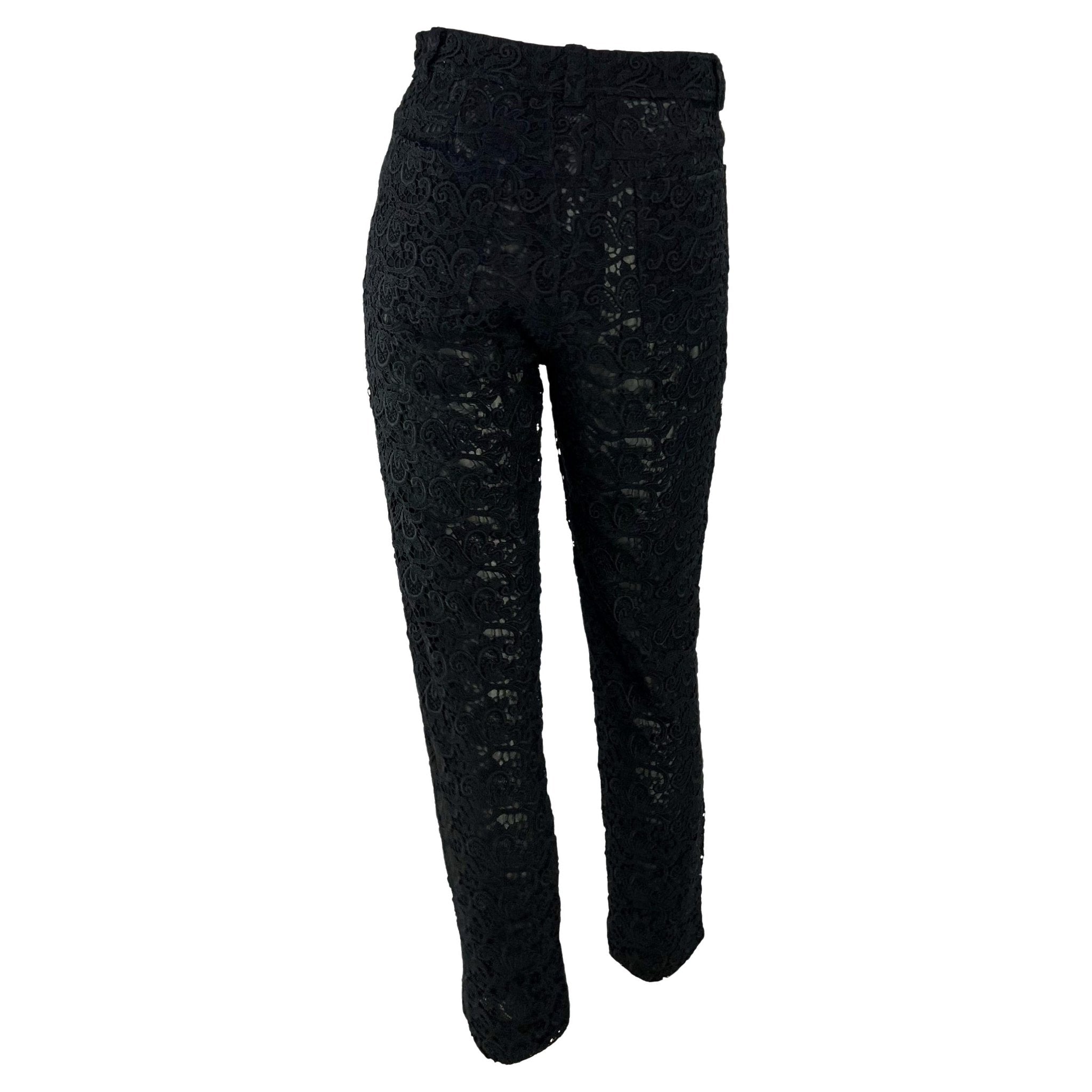 S/S 1994 Gianni Versace Sheer Black Lace Jeans Pants - RealList