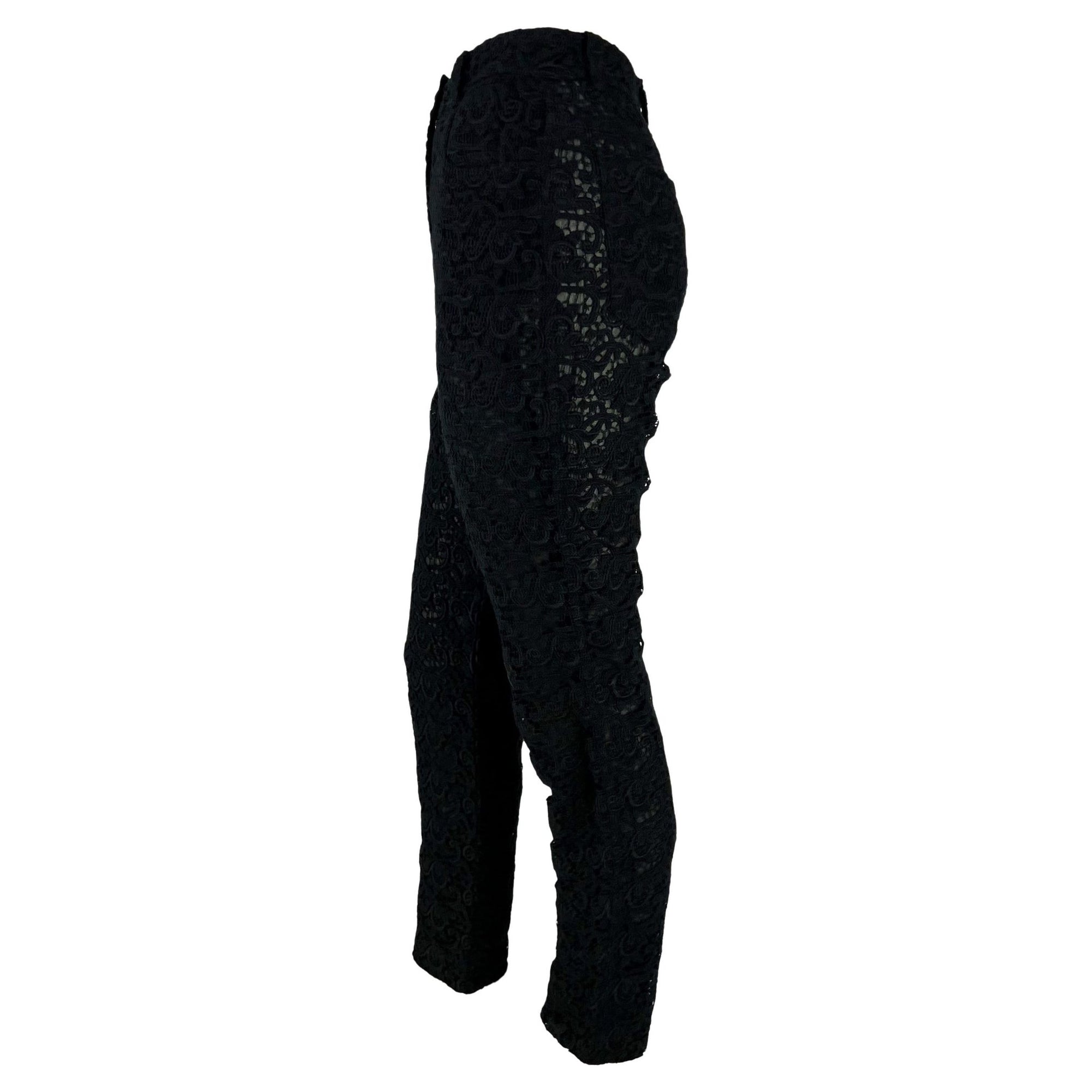 S/S 1994 Gianni Versace Sheer Black Lace Jeans Pants - RealList
