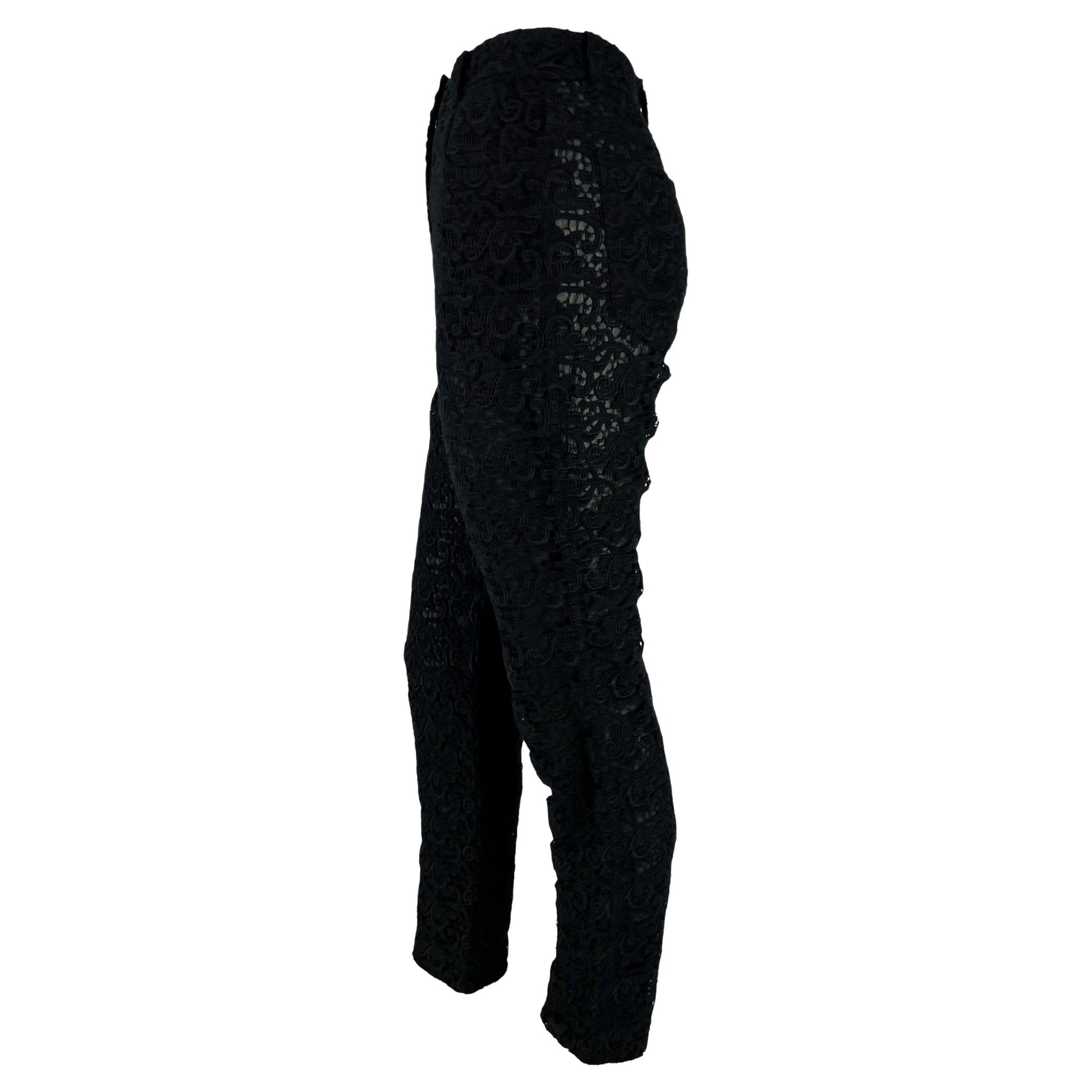 S/S 1994 Gianni Versace Sheer Black Lace Jeans Pants - RealList
