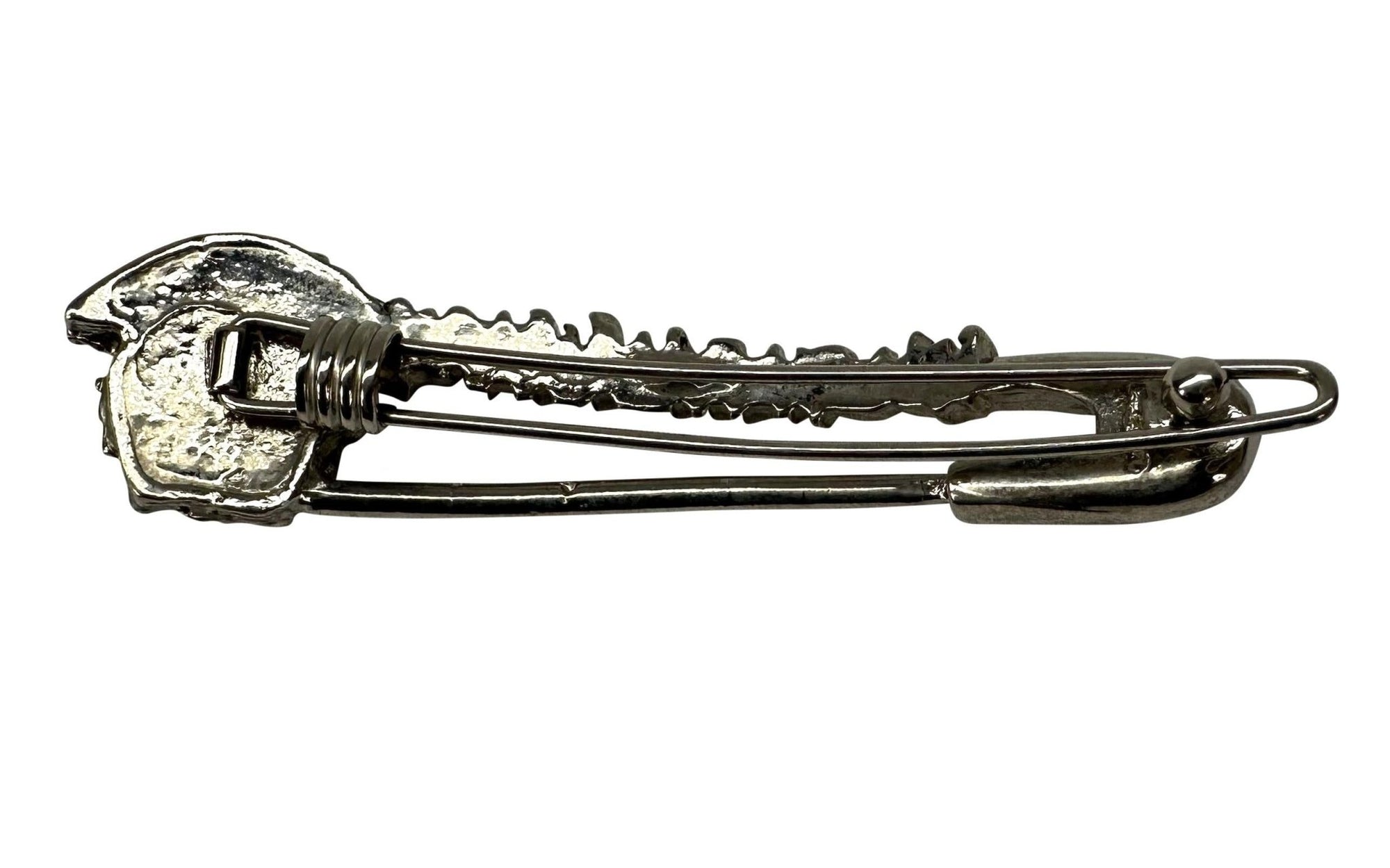 S/S 1994 Gianni Versace Silver Tone Safety Pin Medusa Hair Clip - RealList