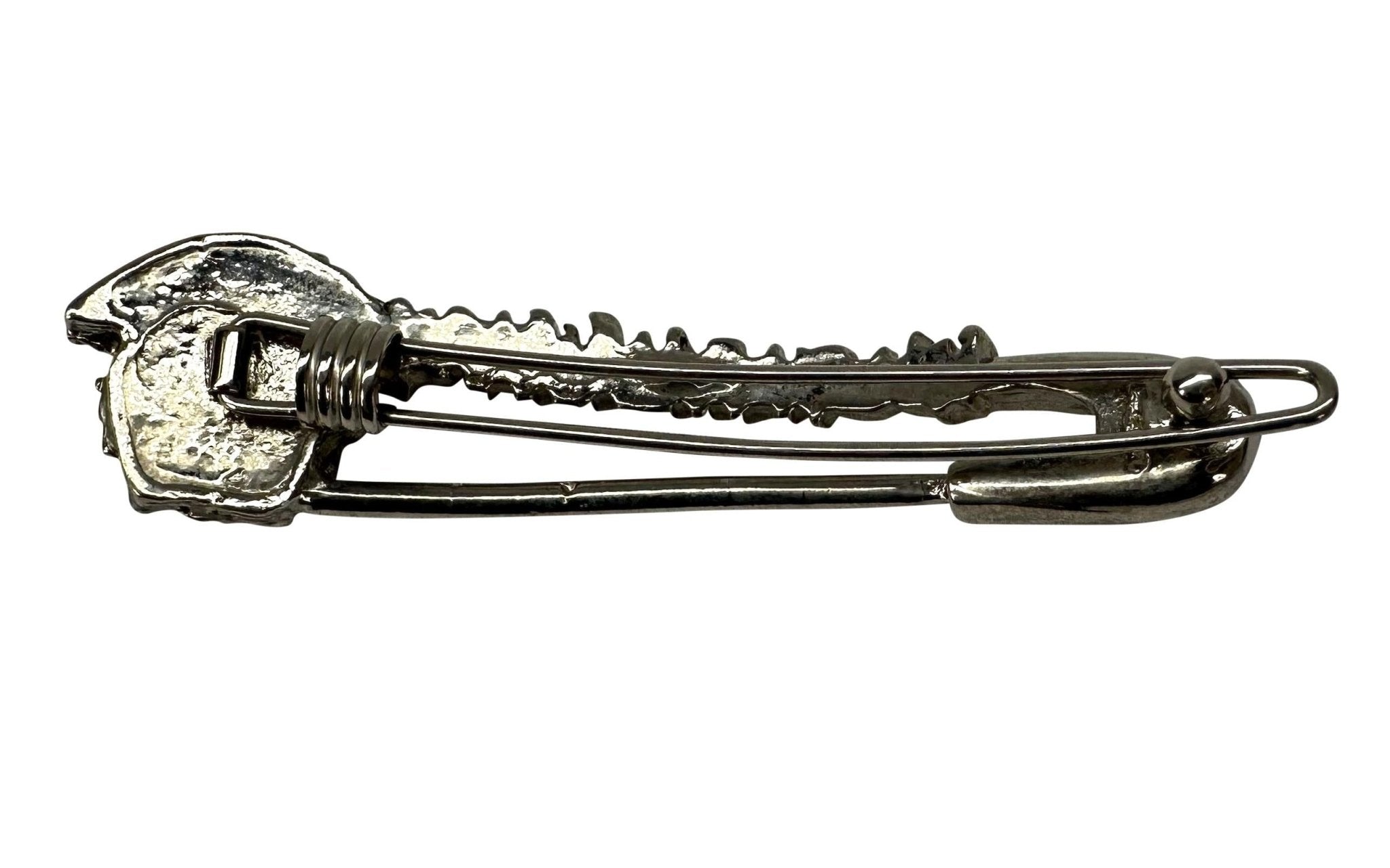 S/S 1994 Gianni Versace Silver Tone Safety Pin Medusa Hair Clip - RealList