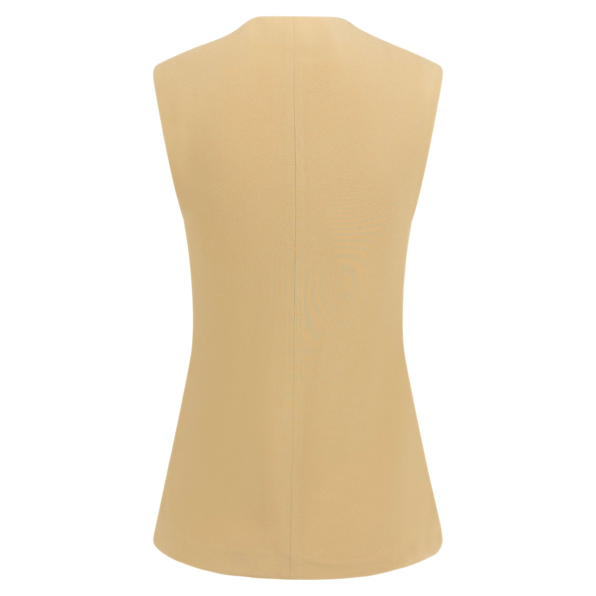 S/S 1994 Rifat Ozbek Khaki Open Front Embroidered Sleeveless Top - RealList
