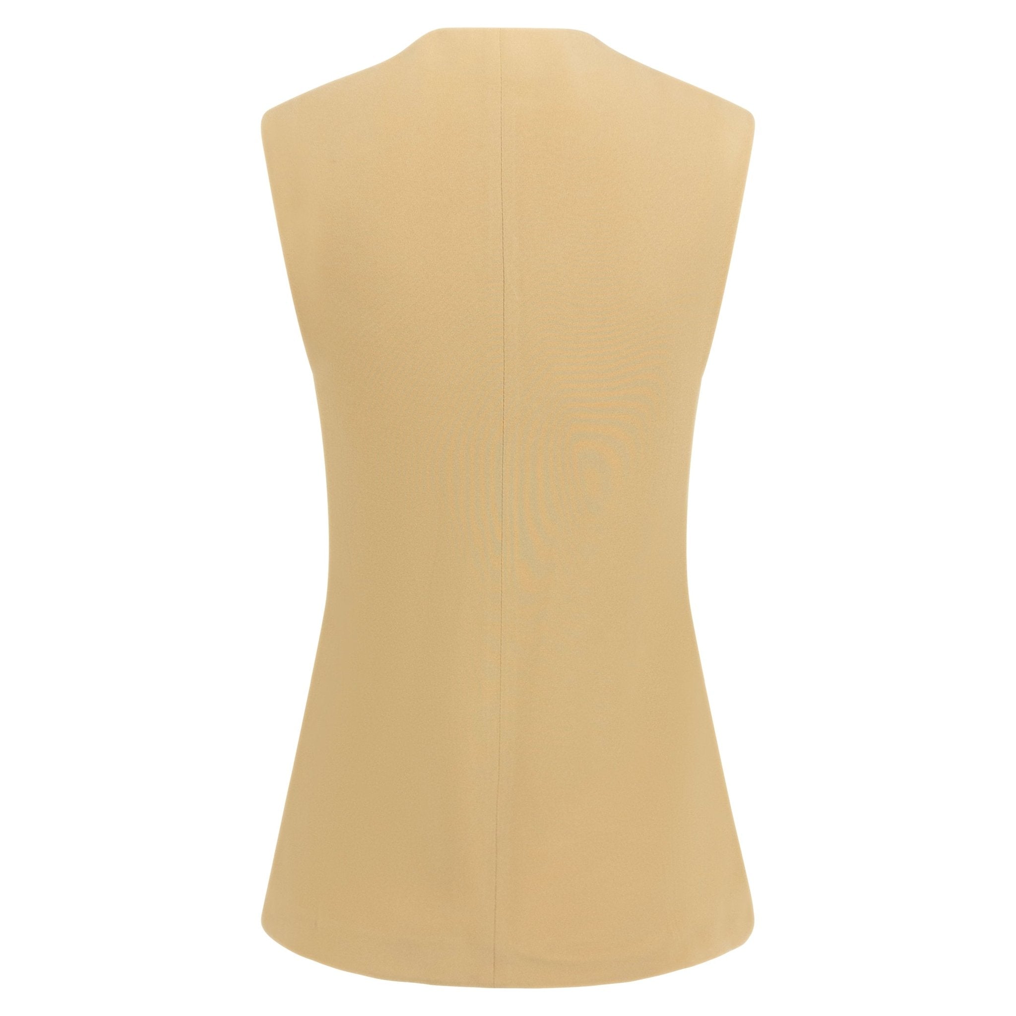 S/S 1994 Rifat Ozbek Khaki Open Front Embroidered Sleeveless Top - RealList