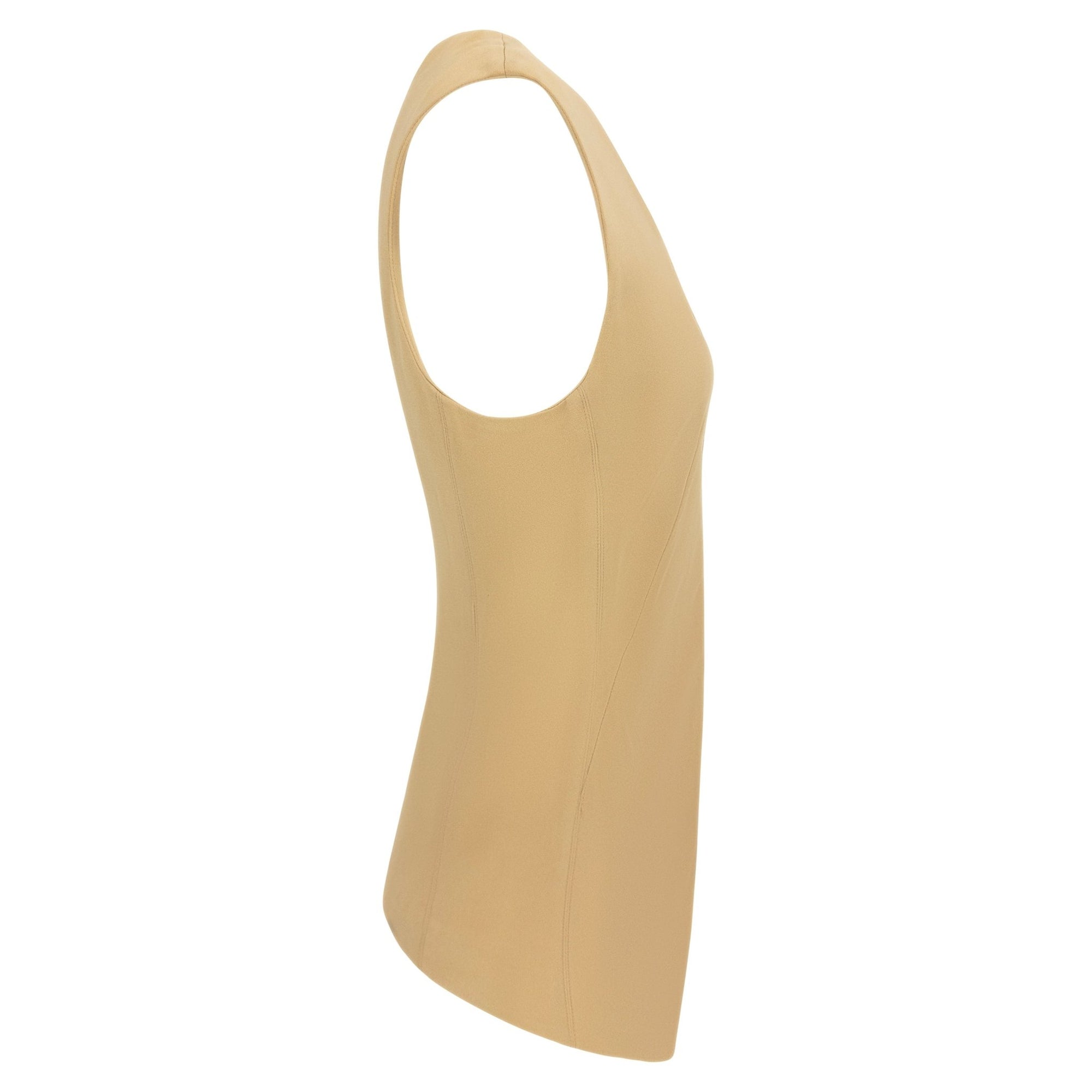 S/S 1994 Rifat Ozbek Khaki Open Front Embroidered Sleeveless Top - RealList