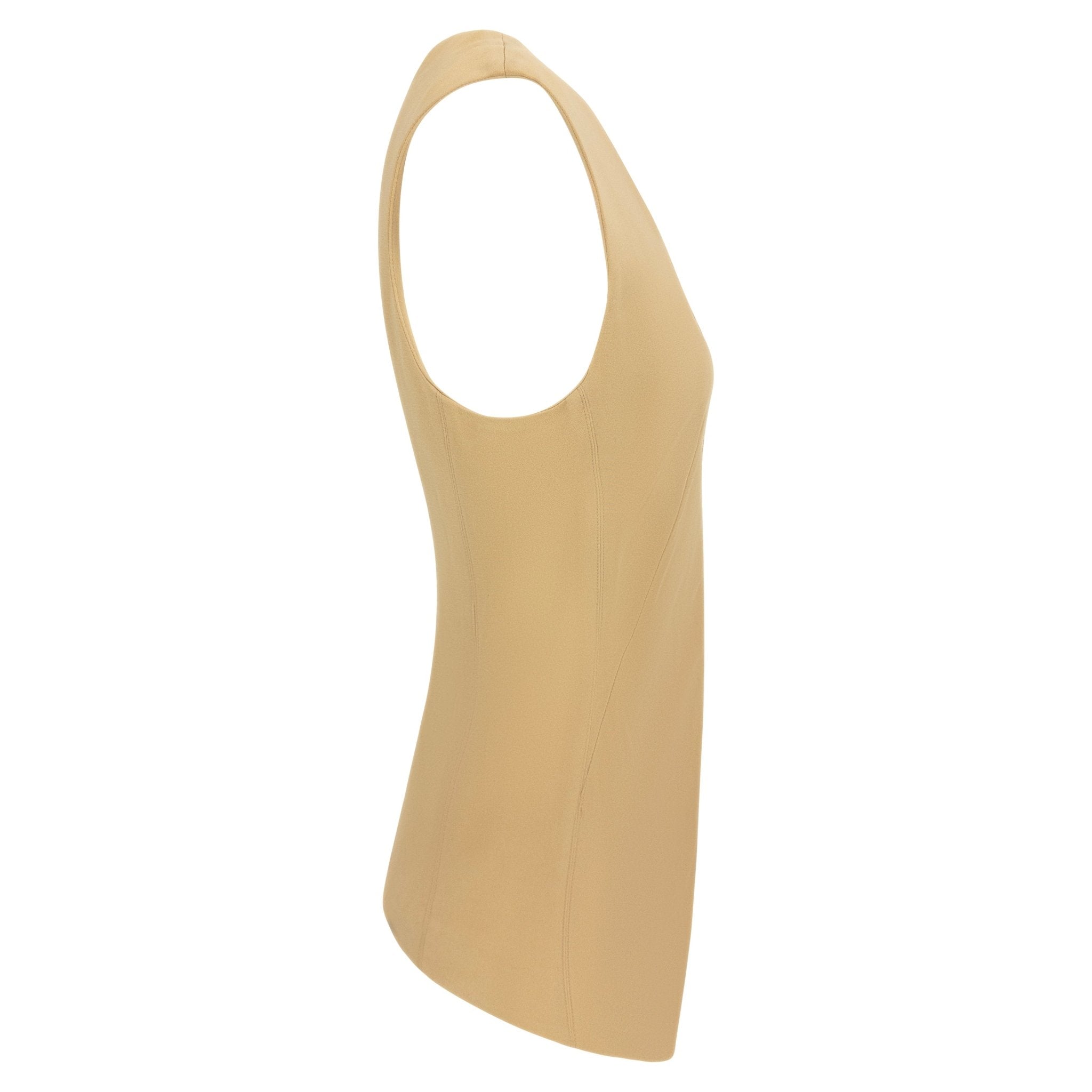 S/S 1994 Rifat Ozbek Khaki Open Front Embroidered Sleeveless Top - RealList