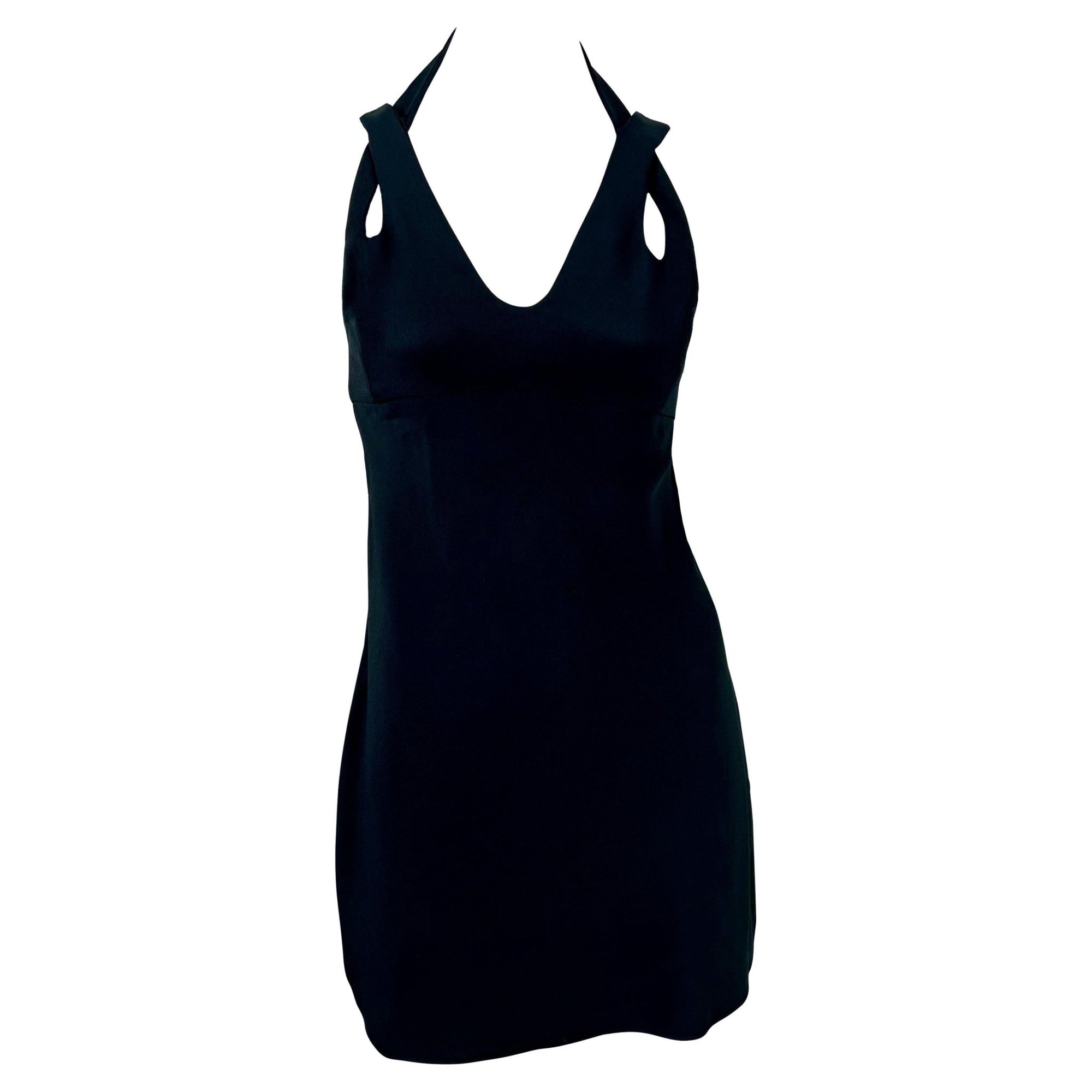 S/S 1994 Valentino Garavani Runway Navy Blue Halter Neck Stripe Flare Mini Dress - RealList