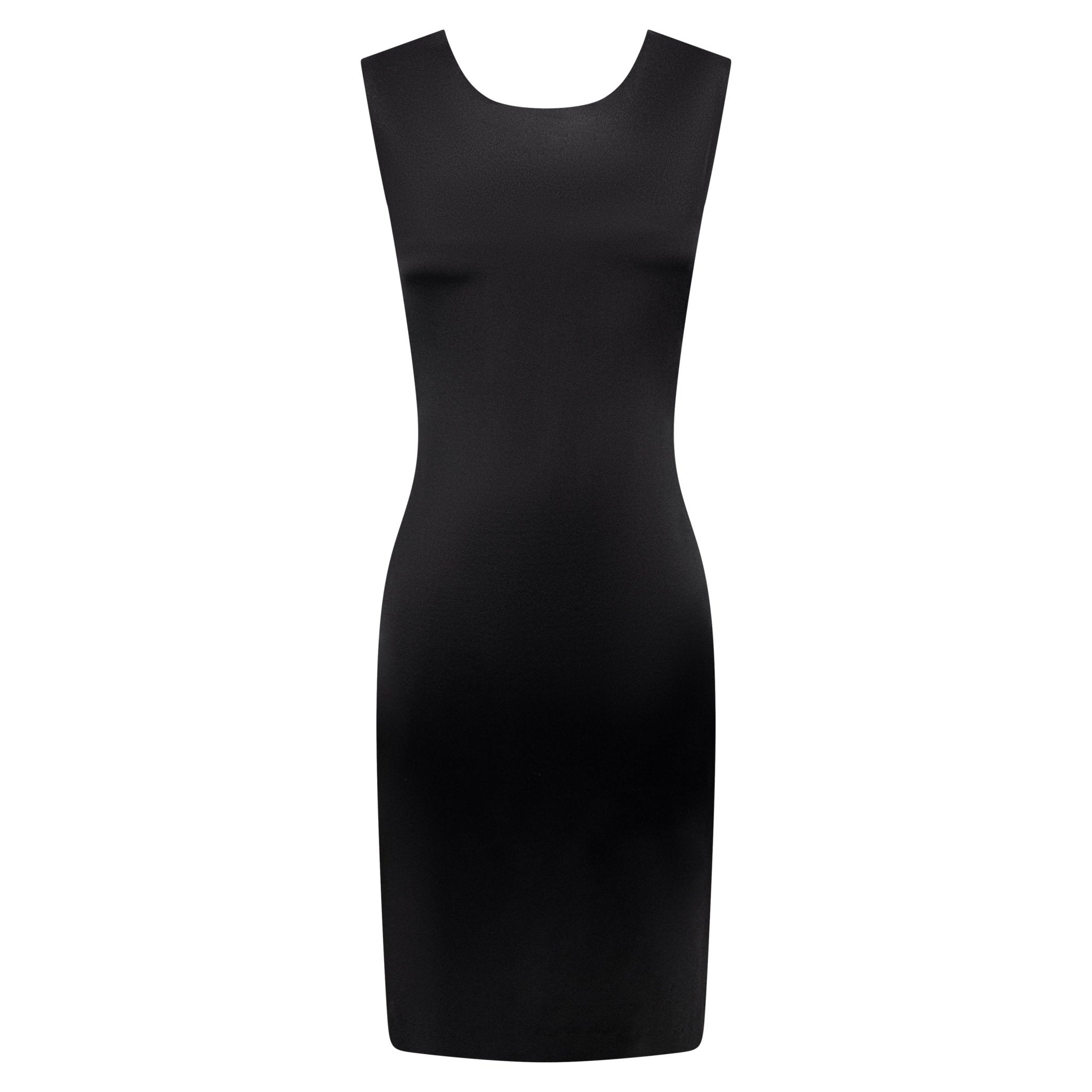S/S 1995 Calvin Klein Kate Moss Runway Black Silk Satin Sleeveless Cocktail Dress - RealList