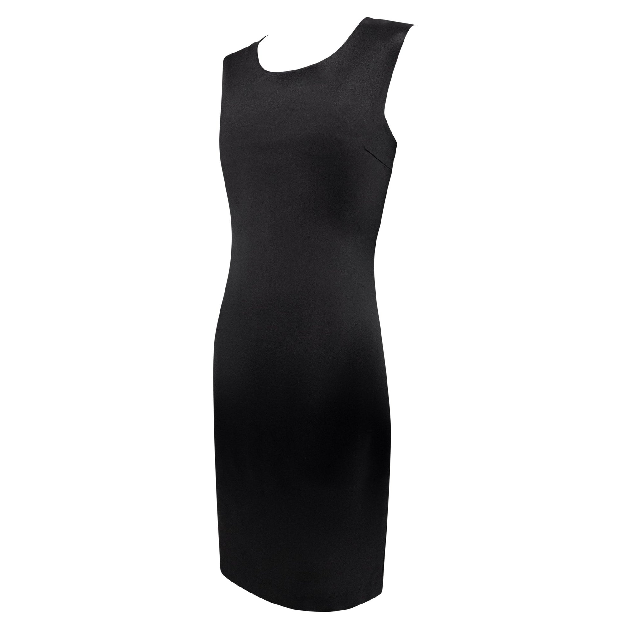 S/S 1995 Calvin Klein Kate Moss Runway Black Silk Satin Sleeveless Cocktail Dress - RealList