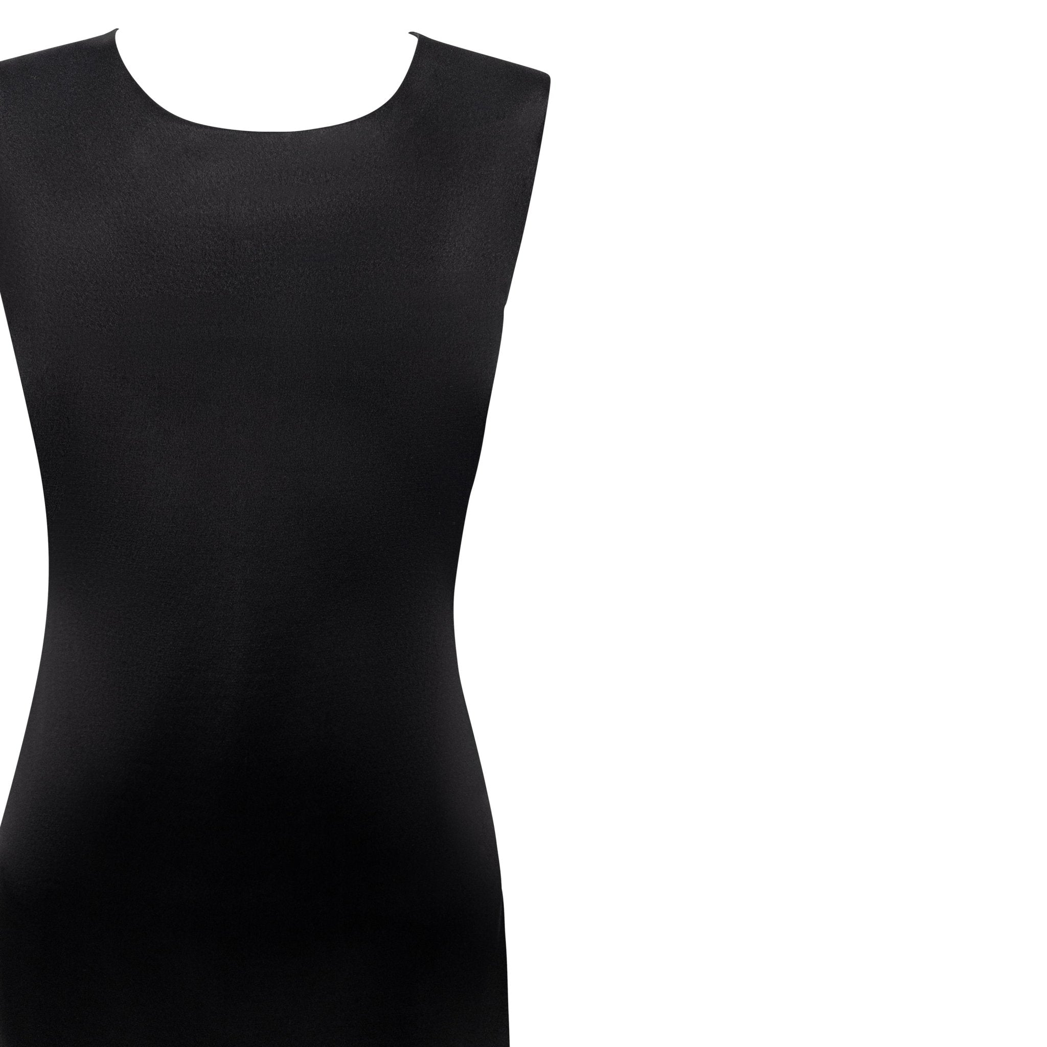 S/S 1995 Calvin Klein Kate Moss Runway Black Silk Satin Sleeveless Cocktail Dress - RealList