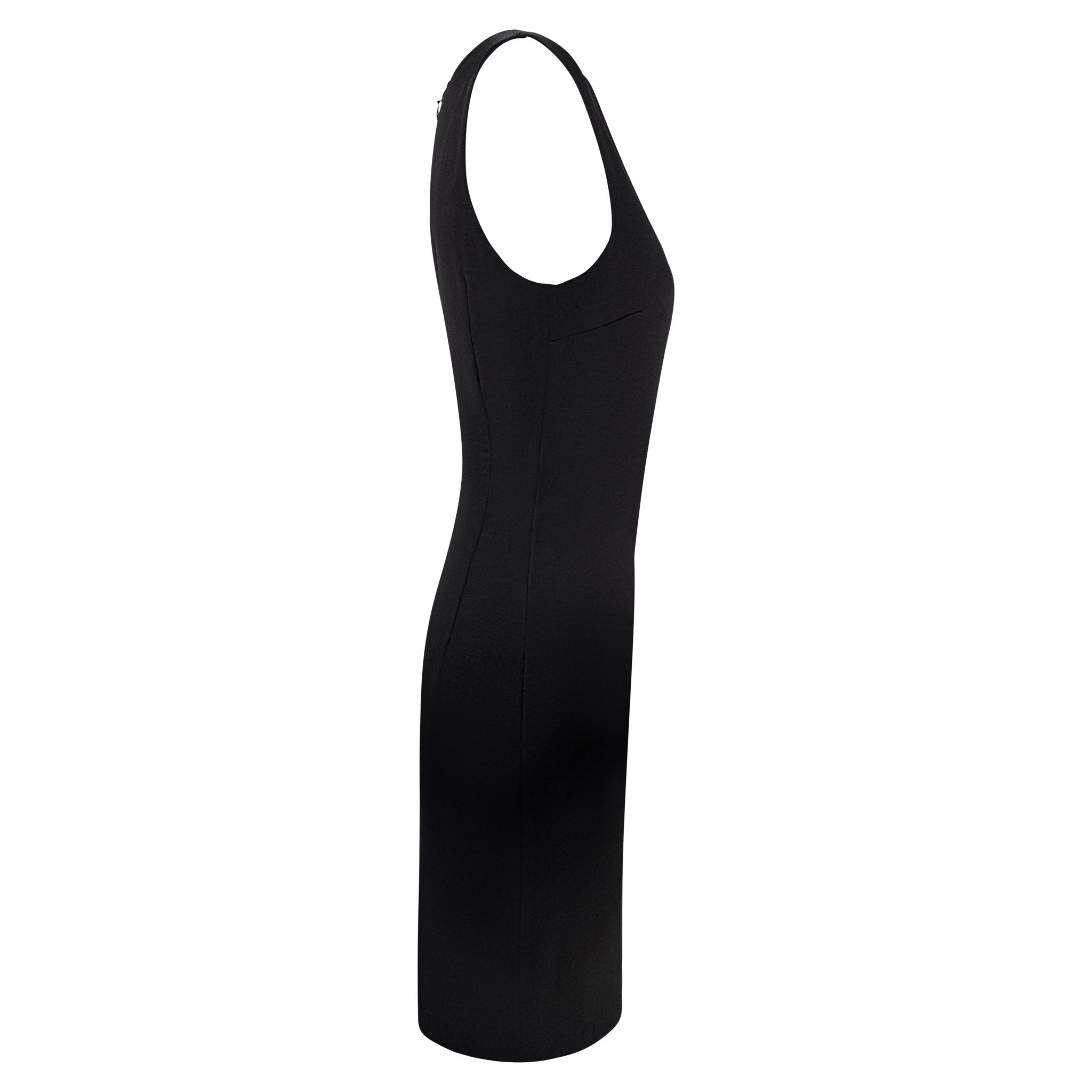 S/S 1995 Calvin Klein Kate Moss Runway Black Silk Satin Sleeveless Cocktail Dress - RealList