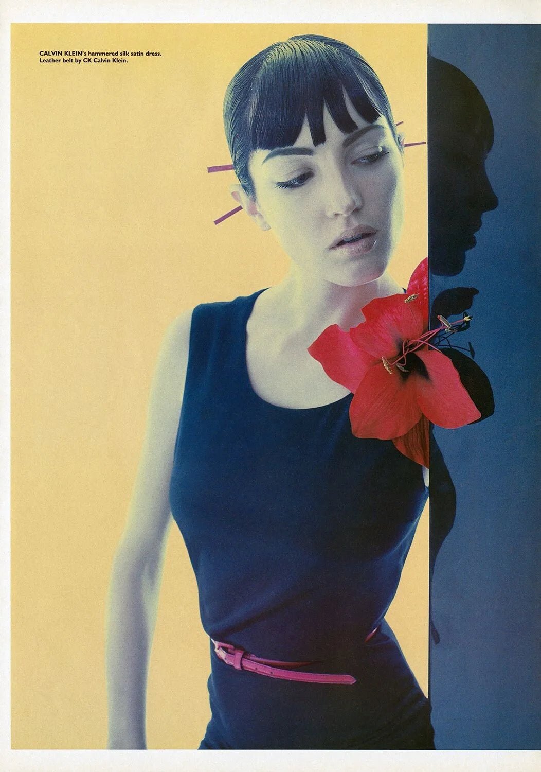 S/S 1995 Calvin Klein Kate Moss Runway Black Silk Satin Sleeveless Cocktail Dress - RealList