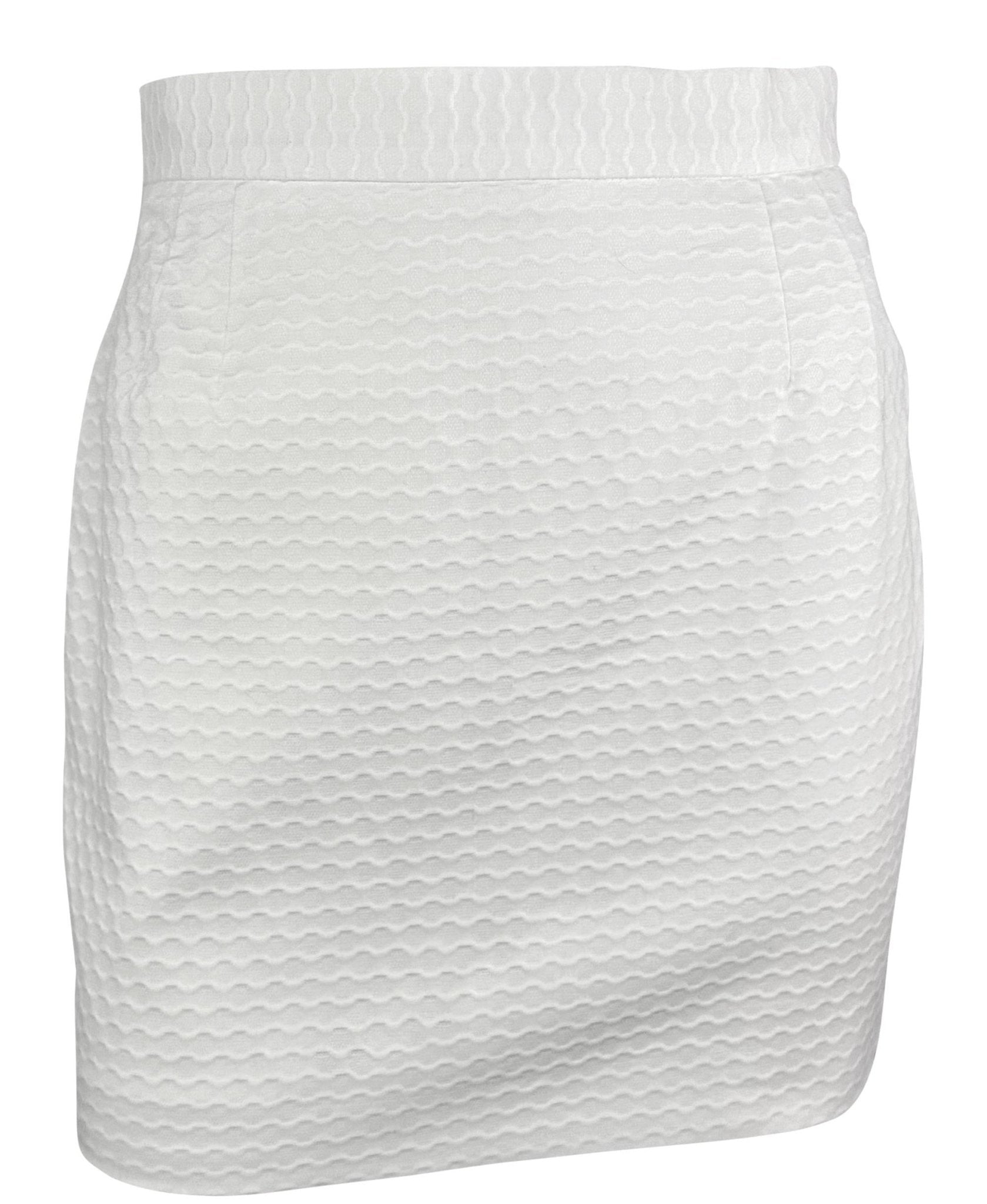 S/S 1995 Dolce & Gabbana Belted White Waffle Knit Mini Skirt Suit - RealList