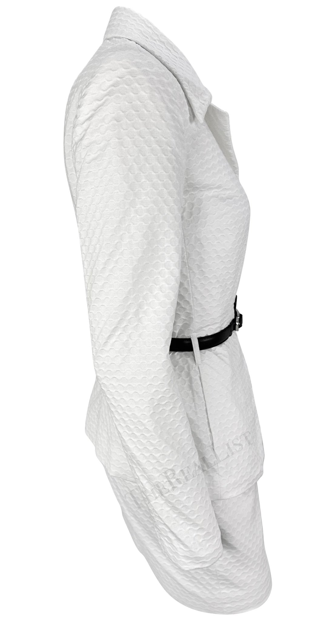 S/S 1995 Dolce & Gabbana Belted White Waffle Knit Mini Skirt Suit - RealList