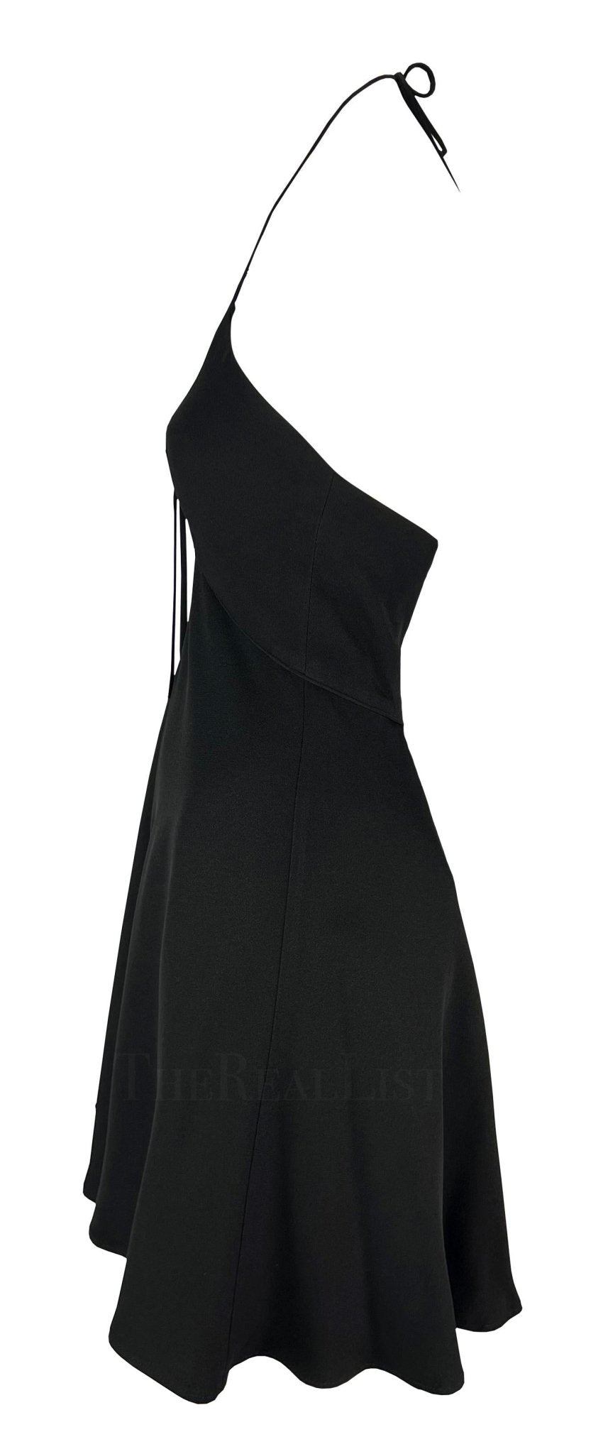 S/S 1995 Dolce & Gabbana Black Bow Halterneck Flare Mini Dress - RealList