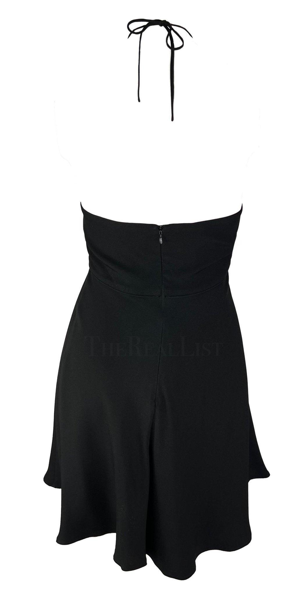 S/S 1995 Dolce & Gabbana Black Bow Halterneck Flare Mini Dress - RealList