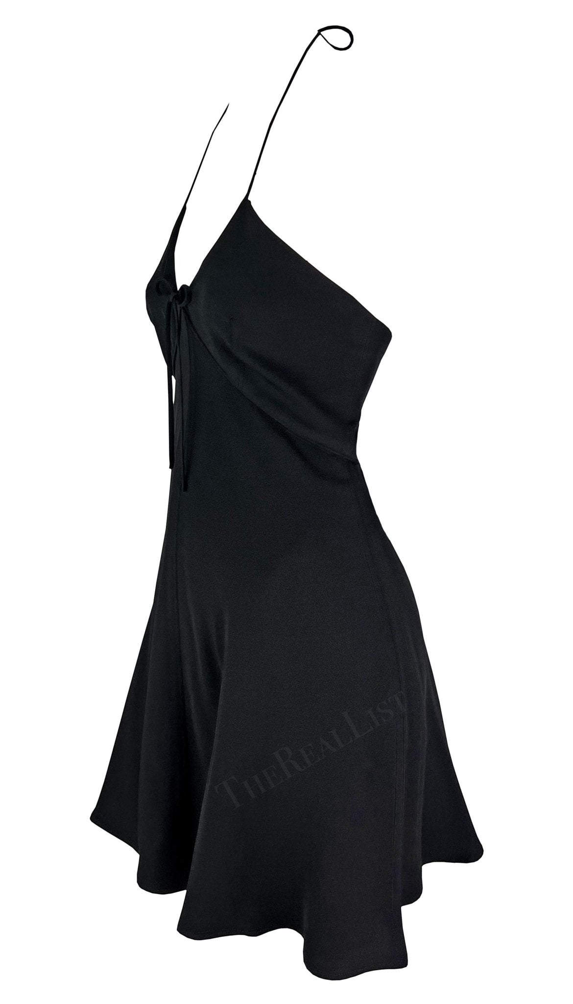 S/S 1995 Dolce & Gabbana Black Bow Halterneck Flare Mini Dress - RealList