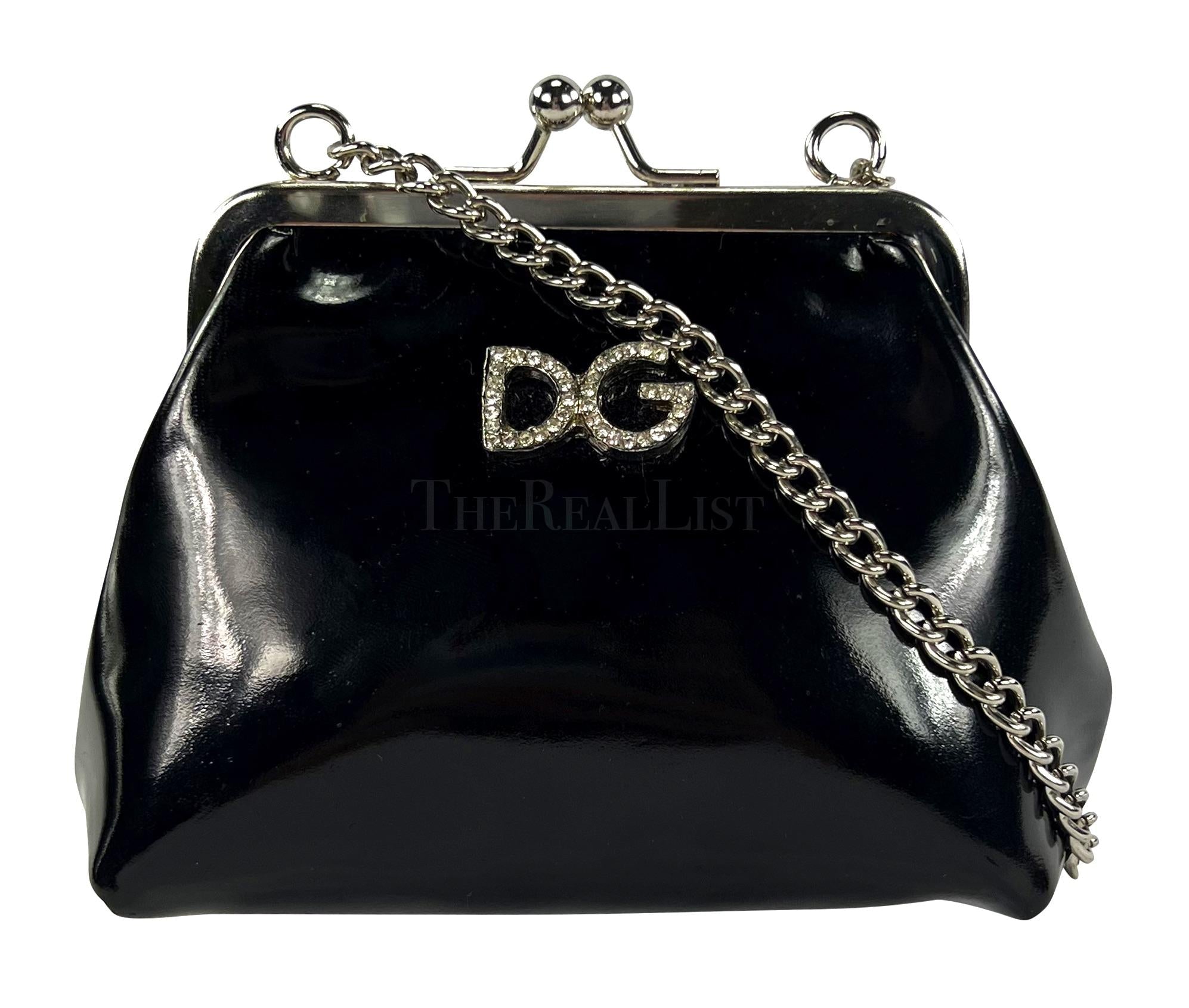 S/S 1995 Dolce & Gabbana Black Patent Leather Mini Kisslock Runway Crossbody - RealList