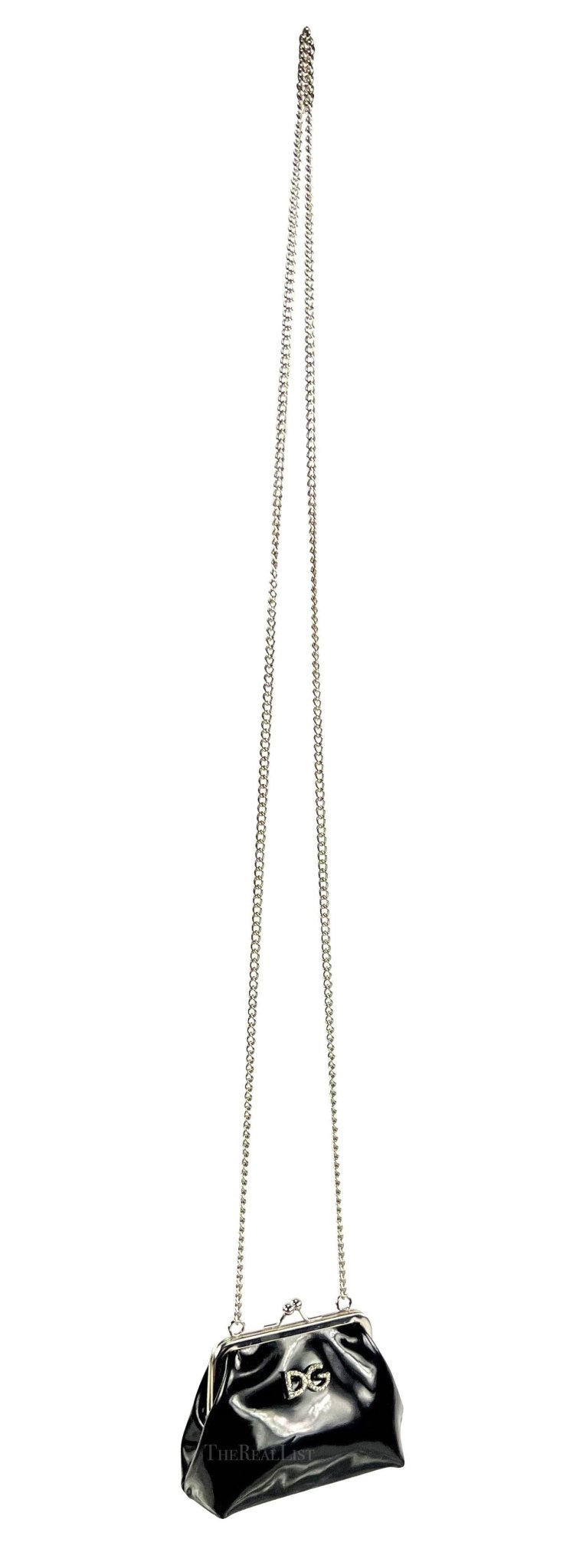 S/S 1995 Dolce & Gabbana Black Patent Leather Mini Kisslock Runway Crossbody - RealList