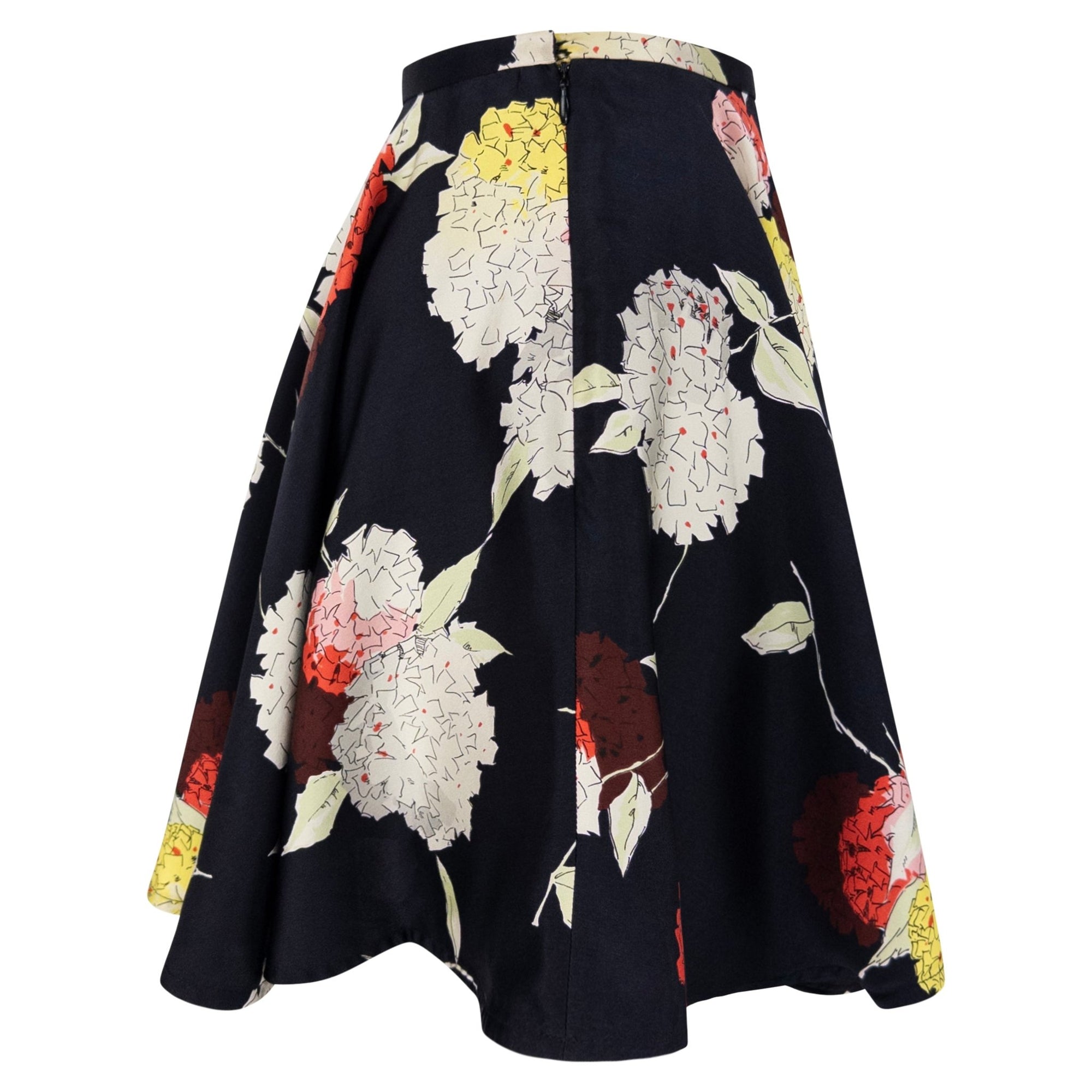 S/S 1995 Dolce & Gabbana Black Satin Floral Print Flared Mini Skirt - RealList