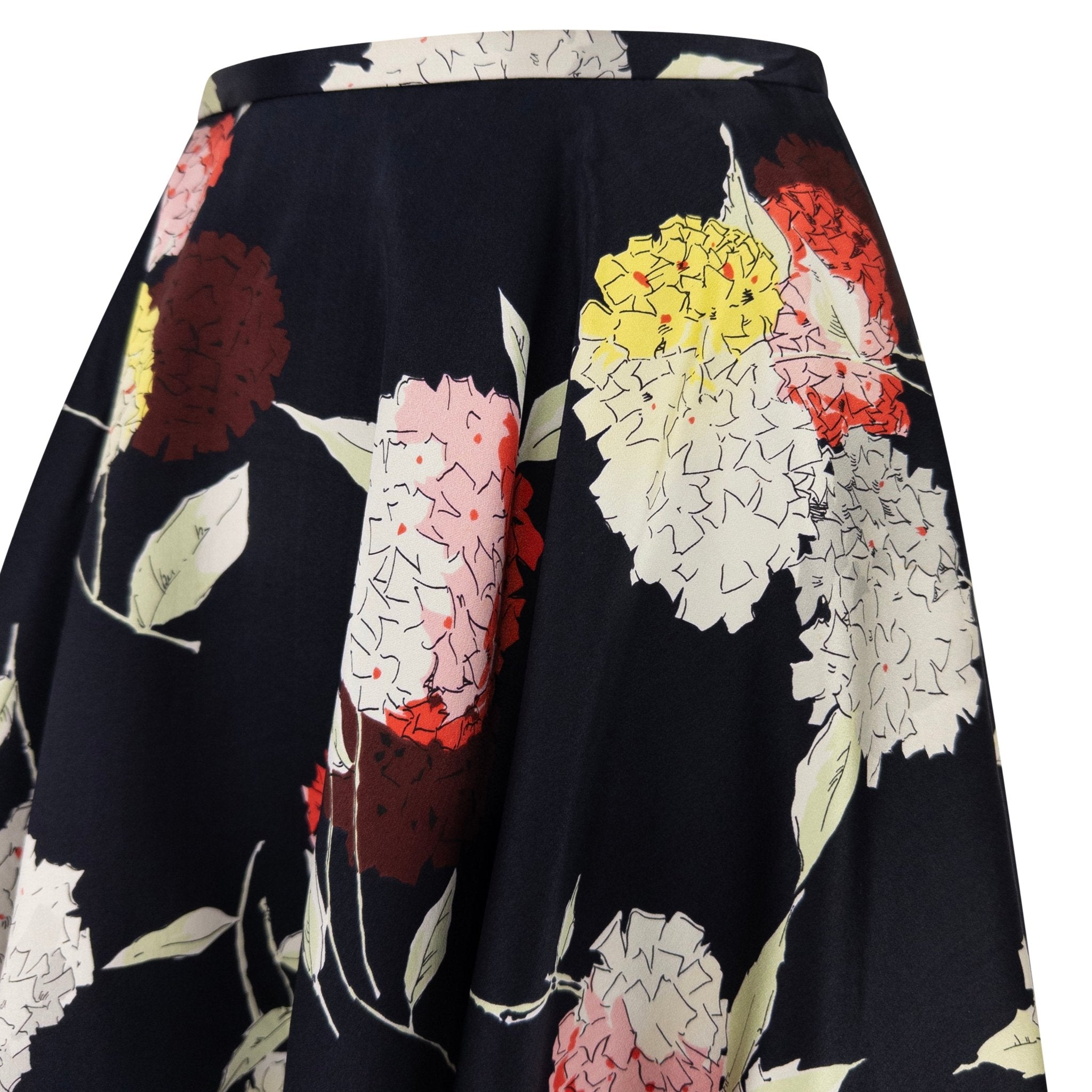 S/S 1995 Dolce & Gabbana Black Satin Floral Print Flared Mini Skirt - RealList